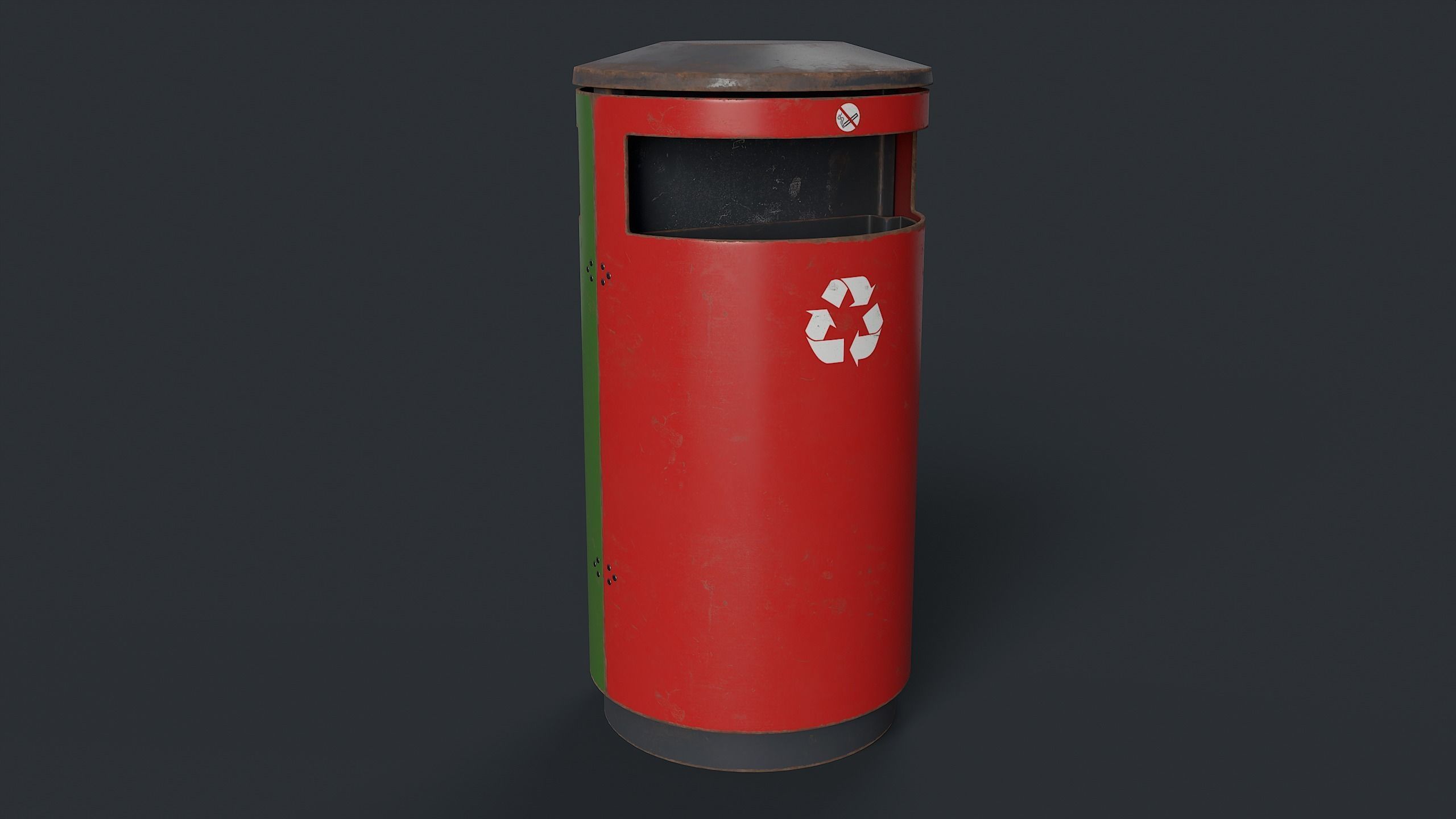 Street Trash Can 15 PBR Game Ready Low-poly 3D model_16