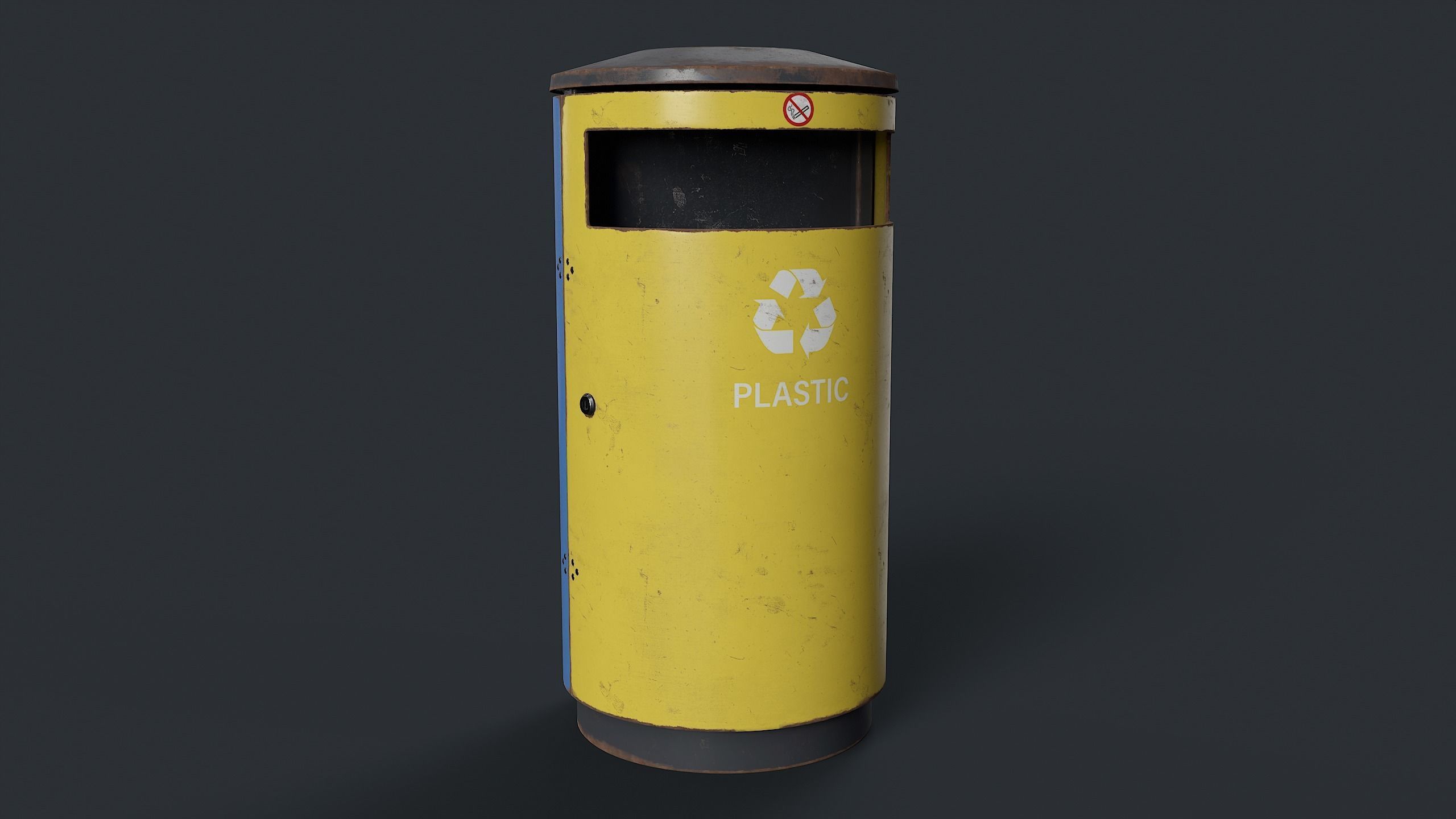 Street Trash Can 15 PBR Game Ready Low-poly 3D model_8