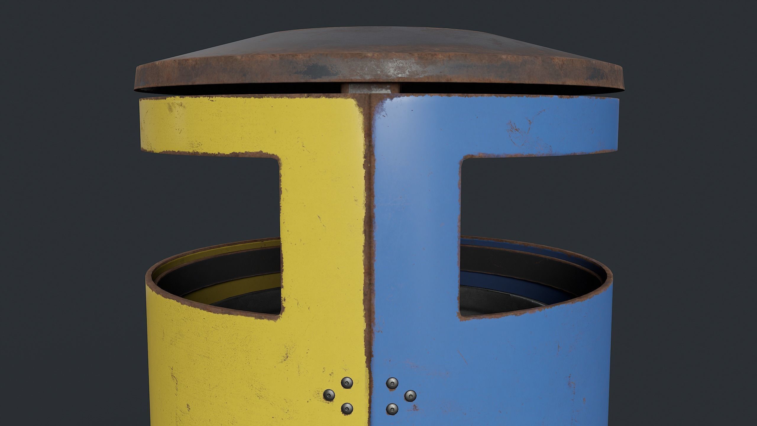 Street Trash Can 15 PBR Game Ready Low-poly 3D model_20
