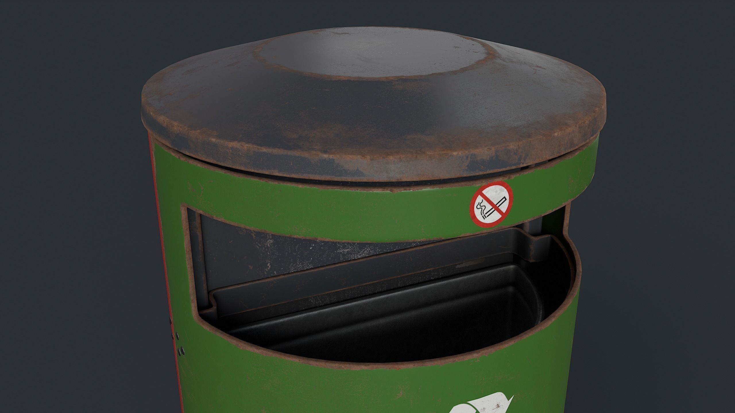 Street Trash Can 15 PBR Game Ready Low-poly 3D model_19
