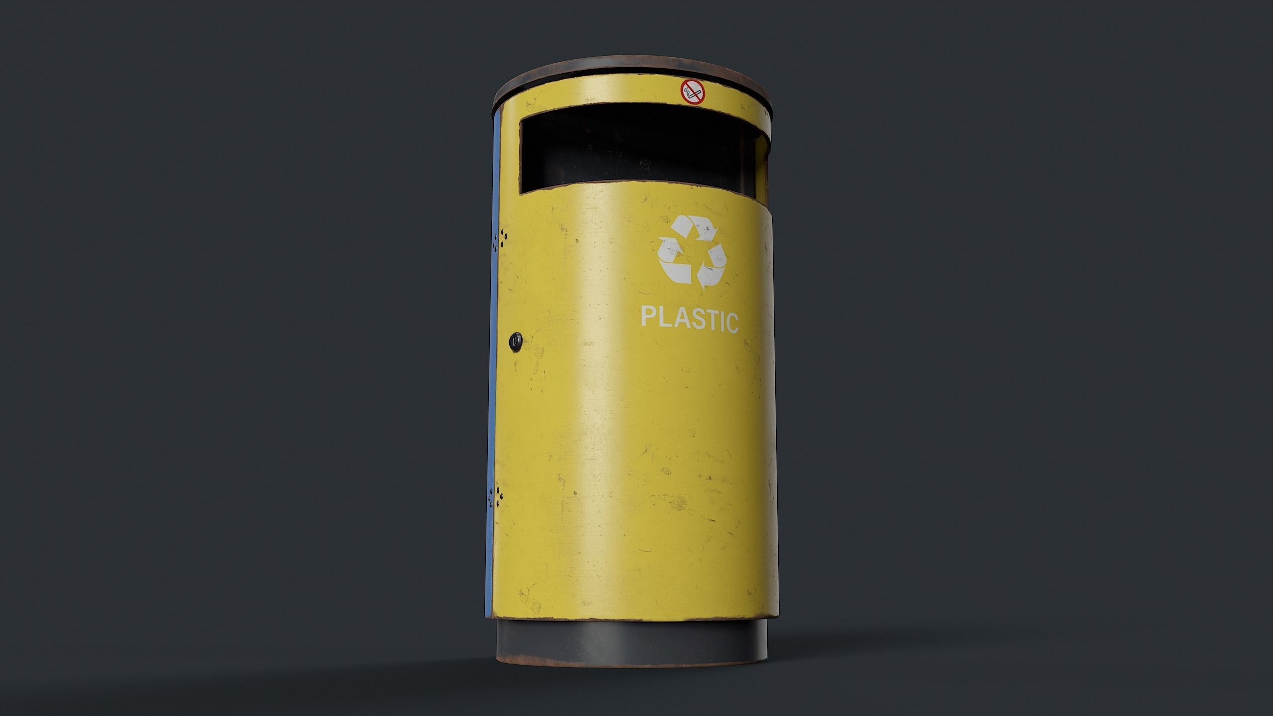 Street Trash Can 15 PBR Game Ready Low-poly 3D model_9