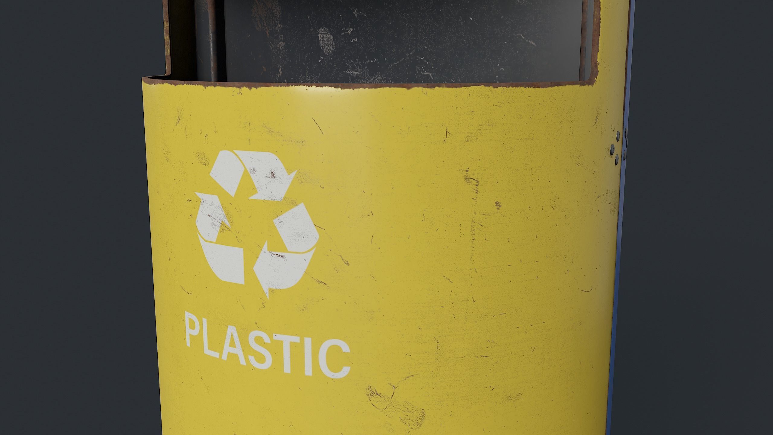 Street Trash Can 15 PBR Game Ready Low-poly 3D model_12