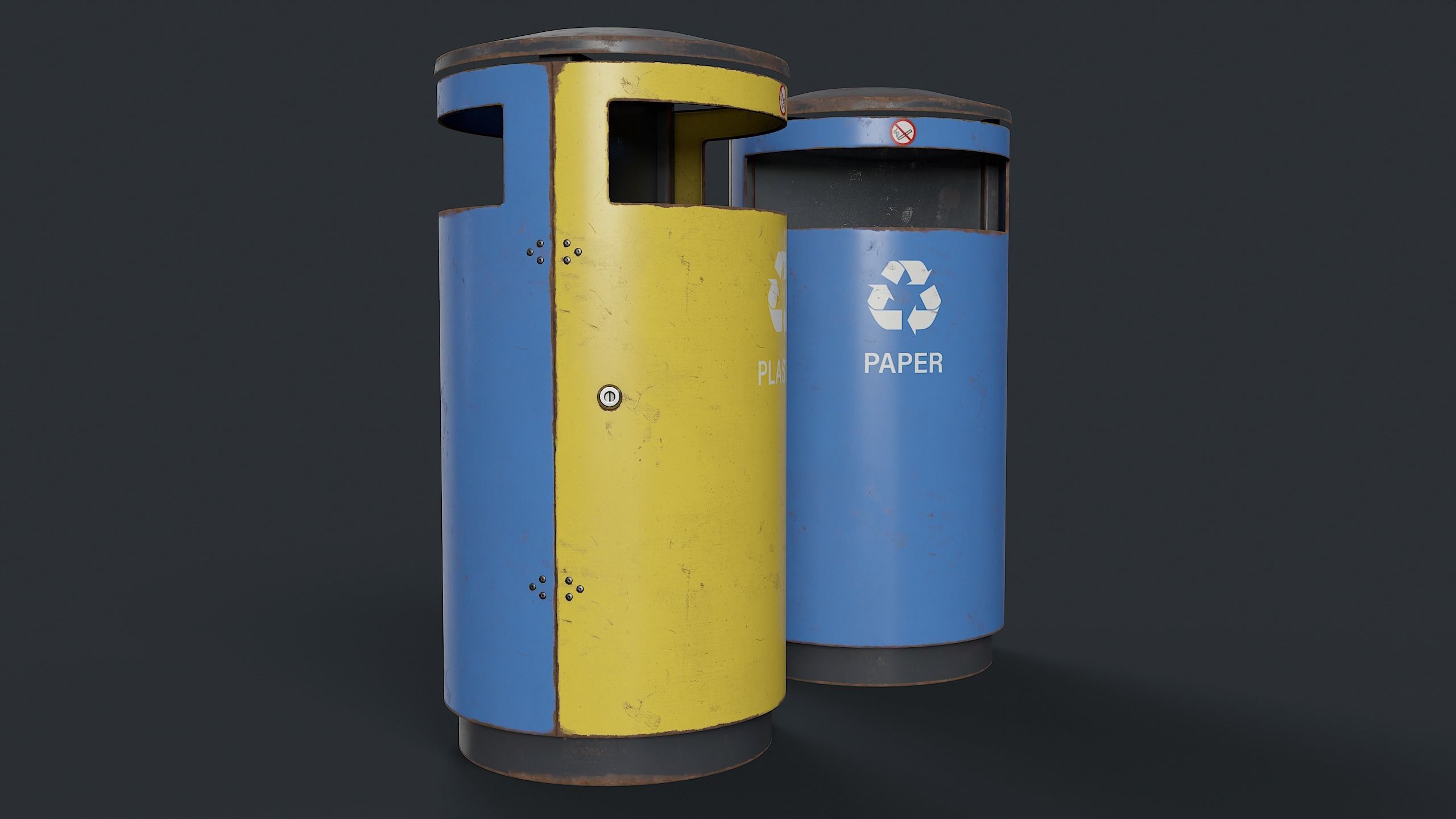 Street Trash Can 15 PBR Game Ready Low-poly 3D model_4