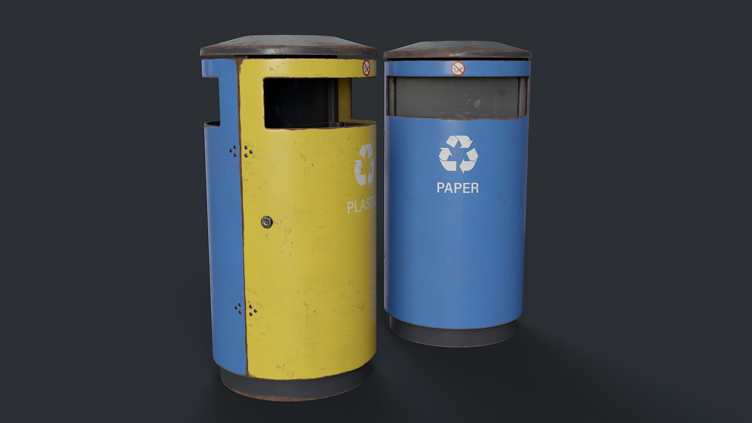 Street Trash Can 15 PBR Game Ready Low-poly 3D model_2