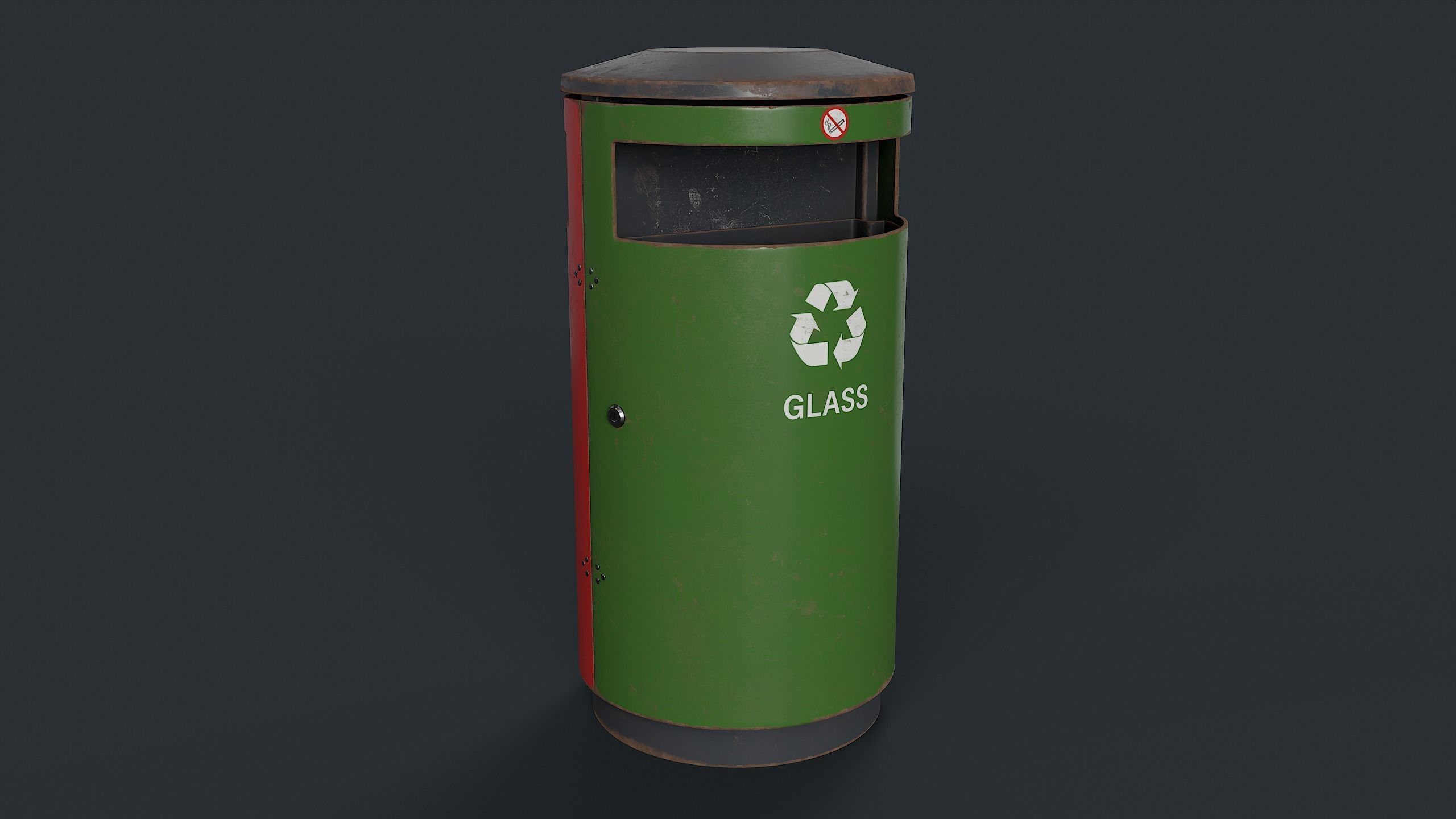 Street Trash Can 15 PBR Game Ready Low-poly 3D model_18