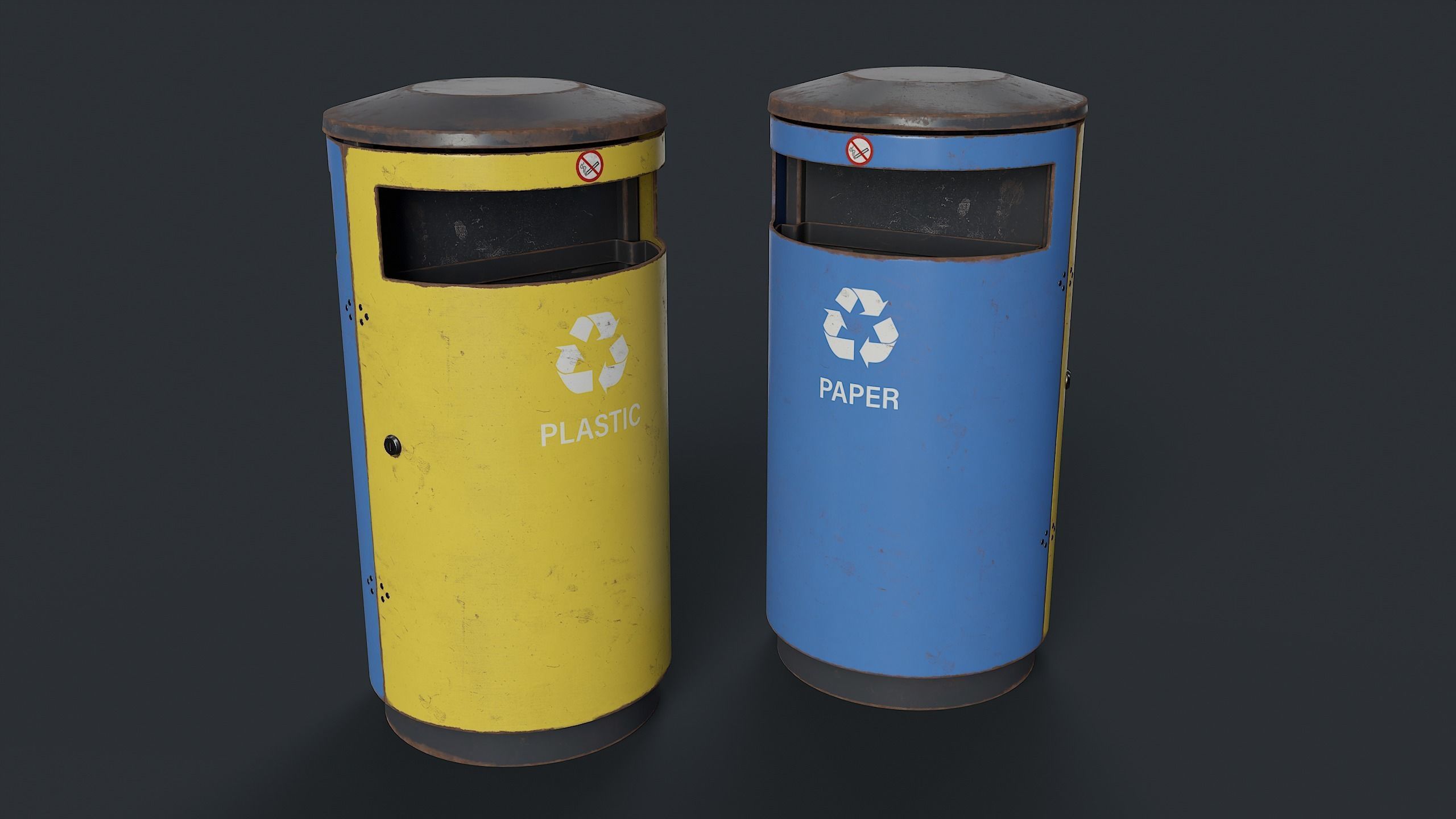 Street Trash Can 15 PBR Game Ready Low-poly 3D model_1