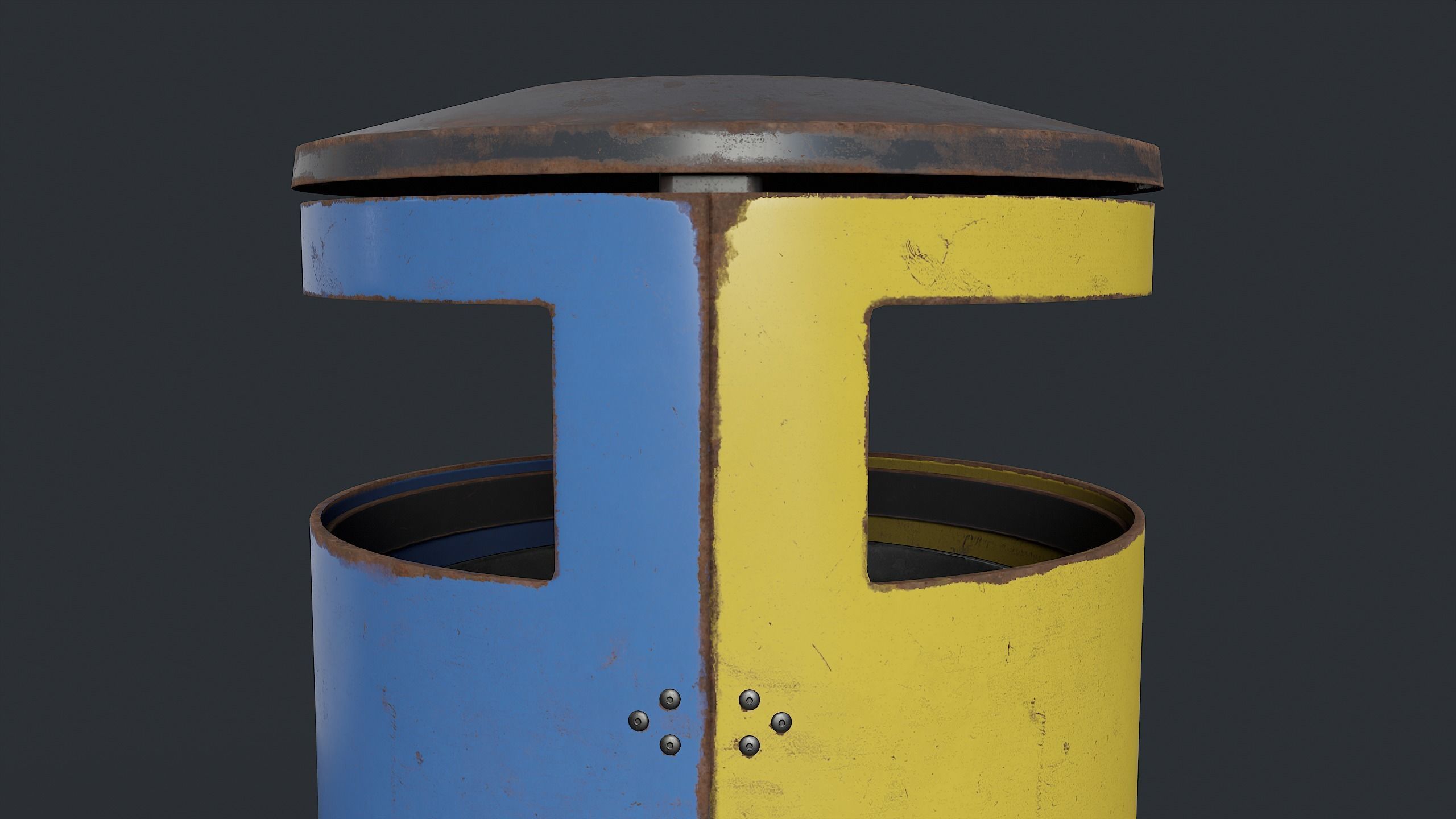 Street Trash Can 15 PBR Game Ready Low-poly 3D model_22