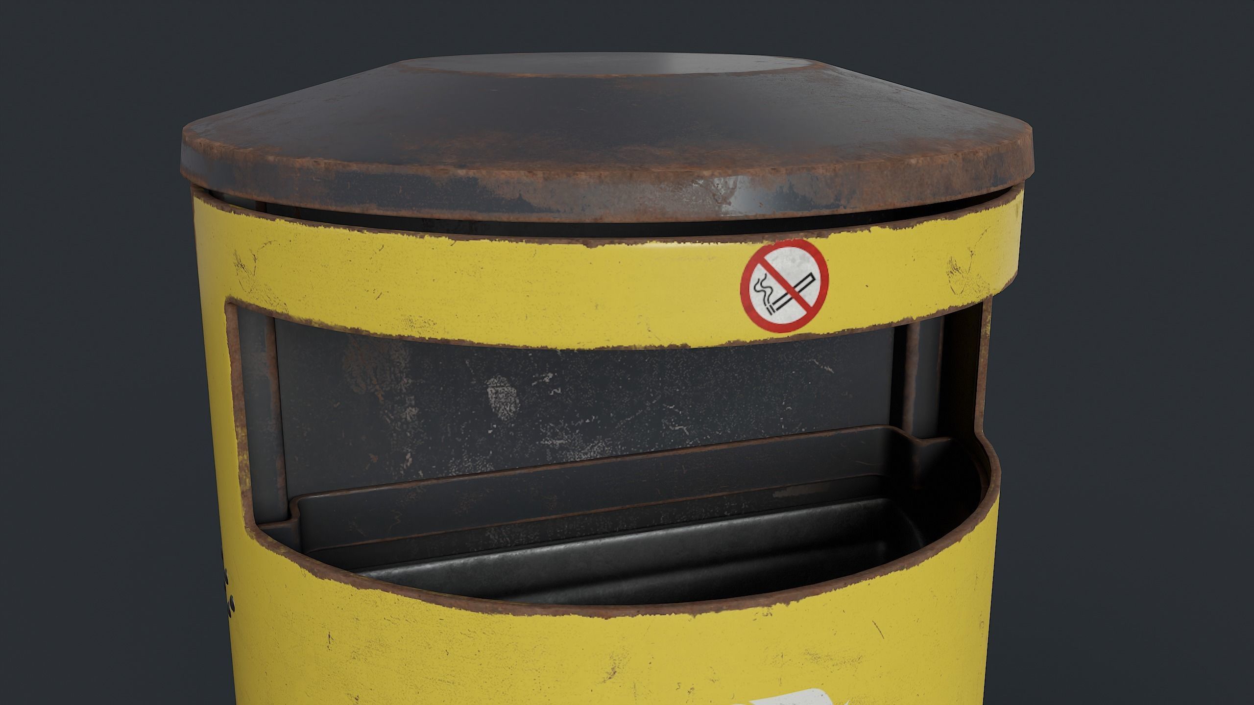 Street Trash Can 15 PBR Game Ready Low-poly 3D model_11