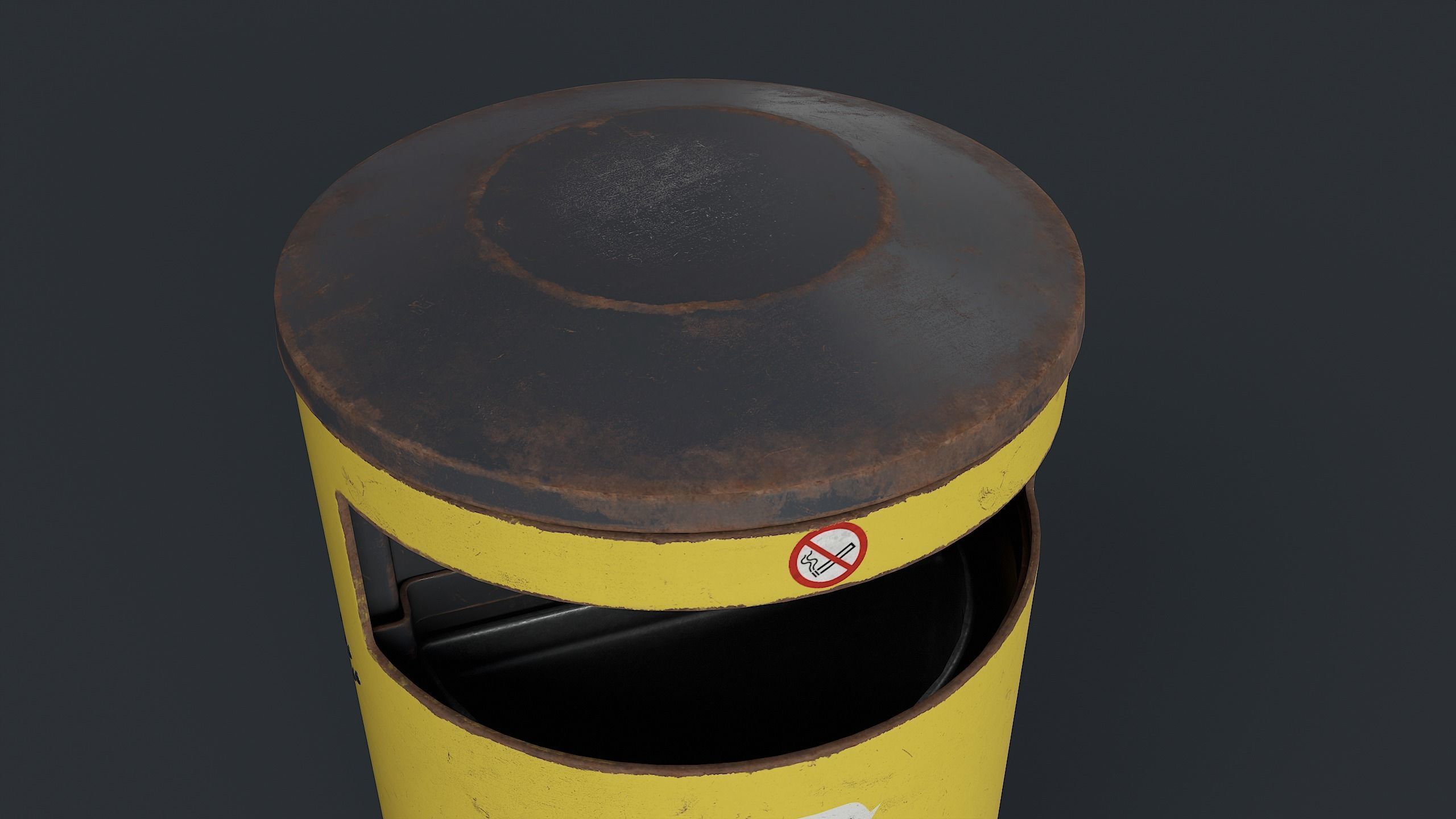 Street Trash Can 15 PBR Game Ready Low-poly 3D model_10