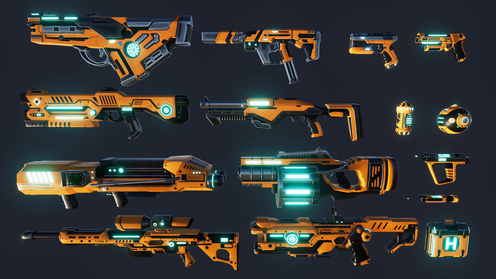 Scifi Weapon pack Low-poly 3D model_2