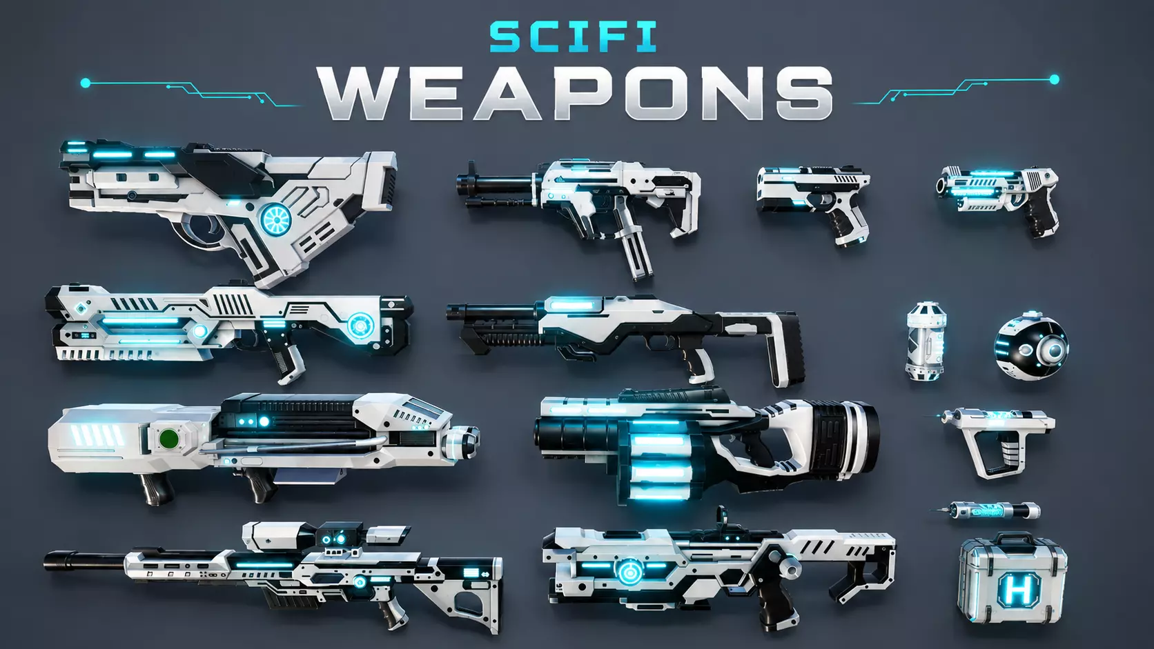 Scifi Weapon pack Low-poly 3D model