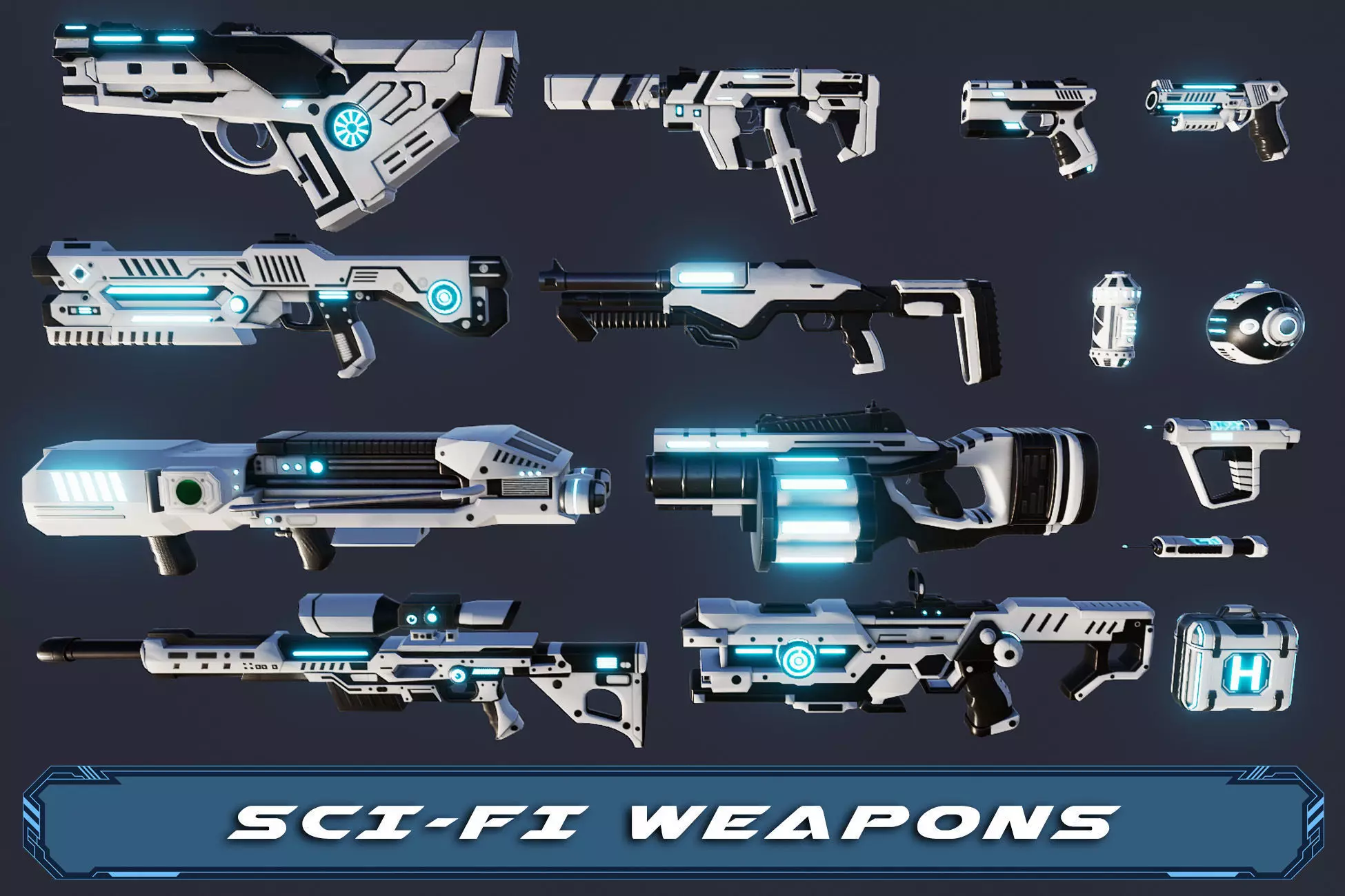 Scifi Weapon pack Low-poly 3D model_0