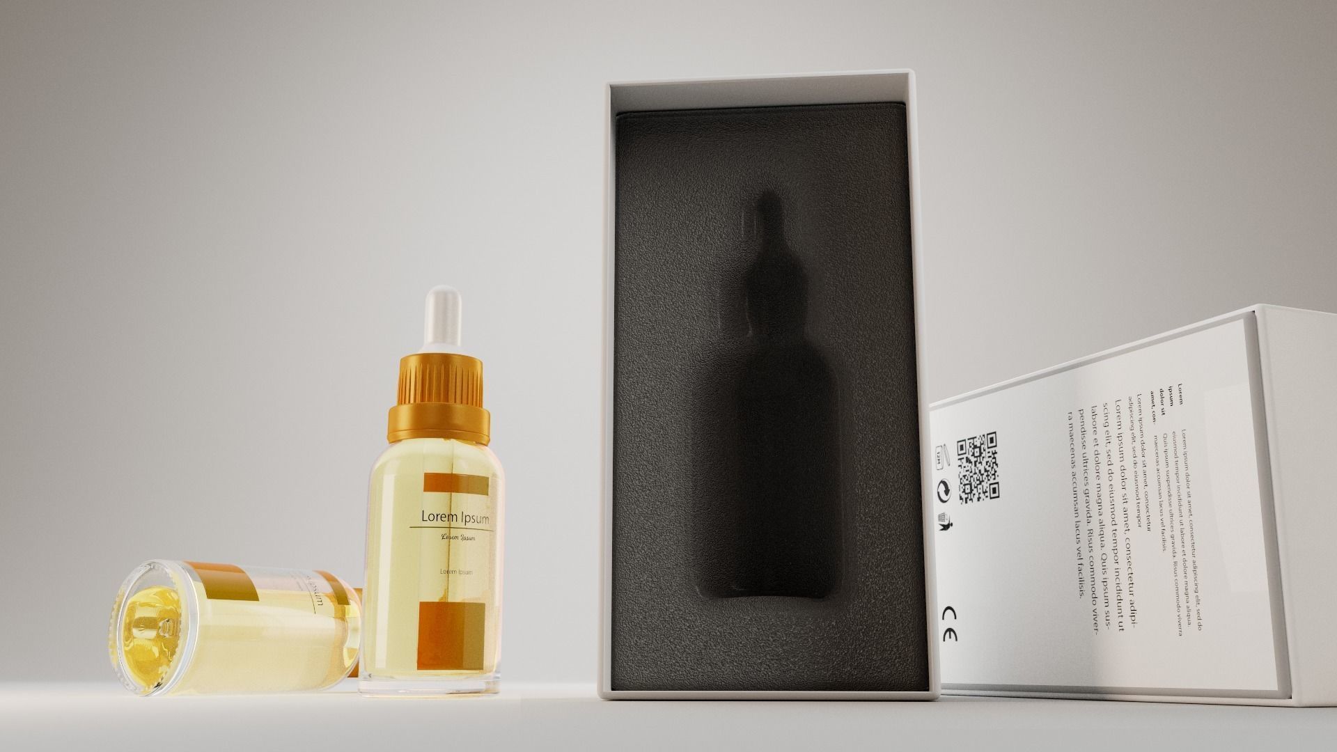 Ready Texture Cosmetic Oil Serum Dropper Bottle Box 3D Low Poly Low-poly 3D model_1