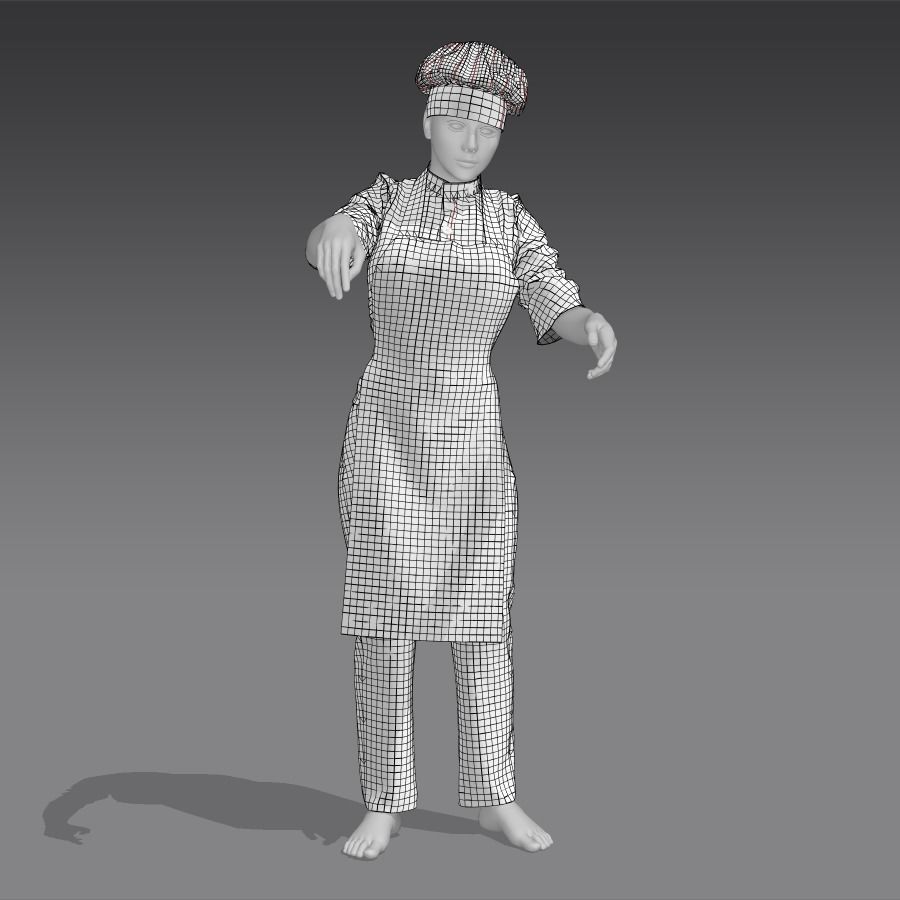 female chef Low-poly 3D model_1