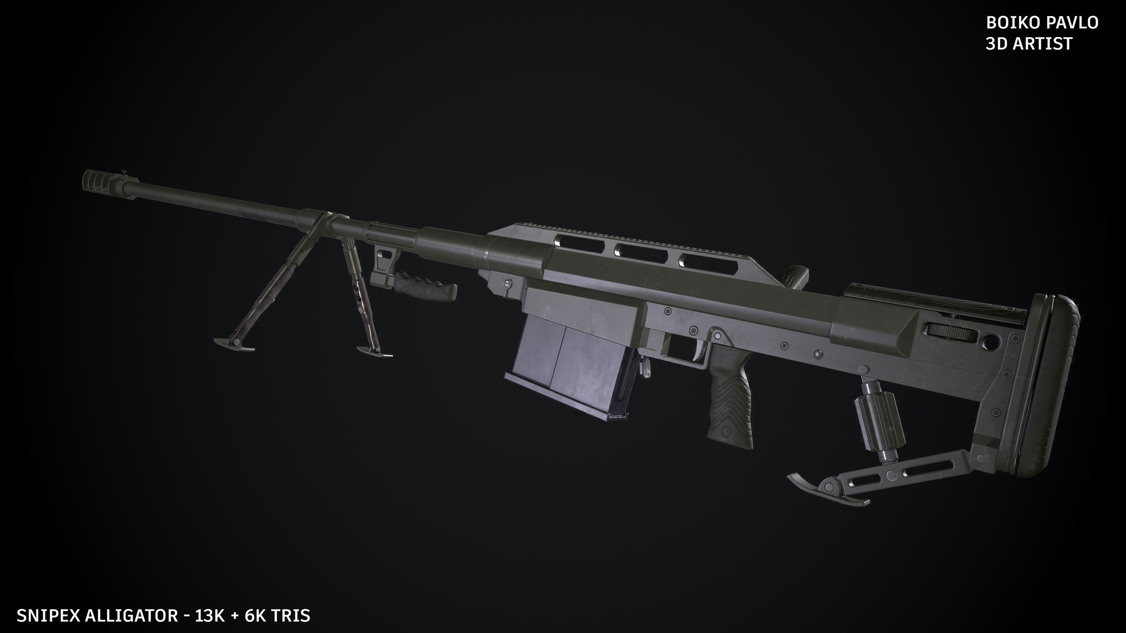 Snipex Aligator Low-poly 3D model_3
