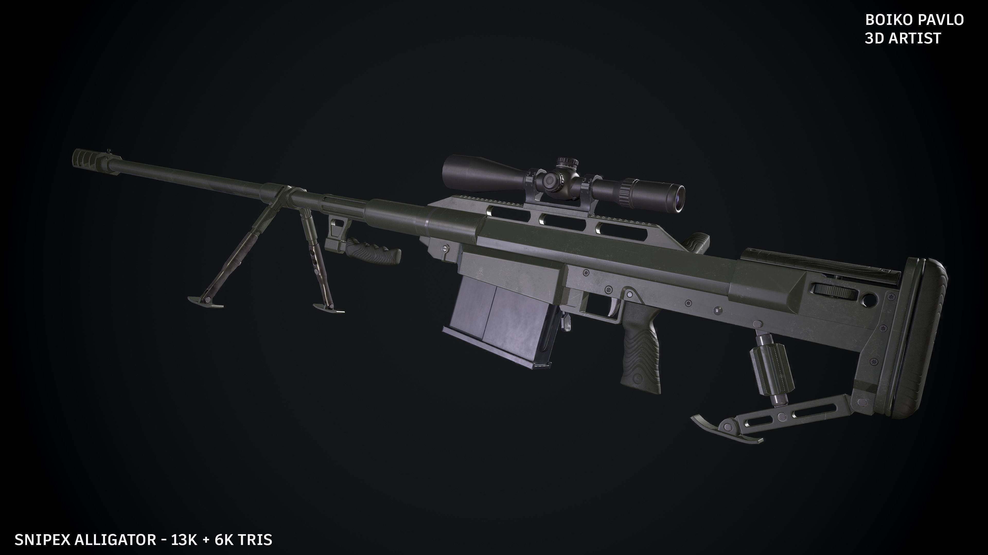 Snipex Aligator Low-poly 3D model_4