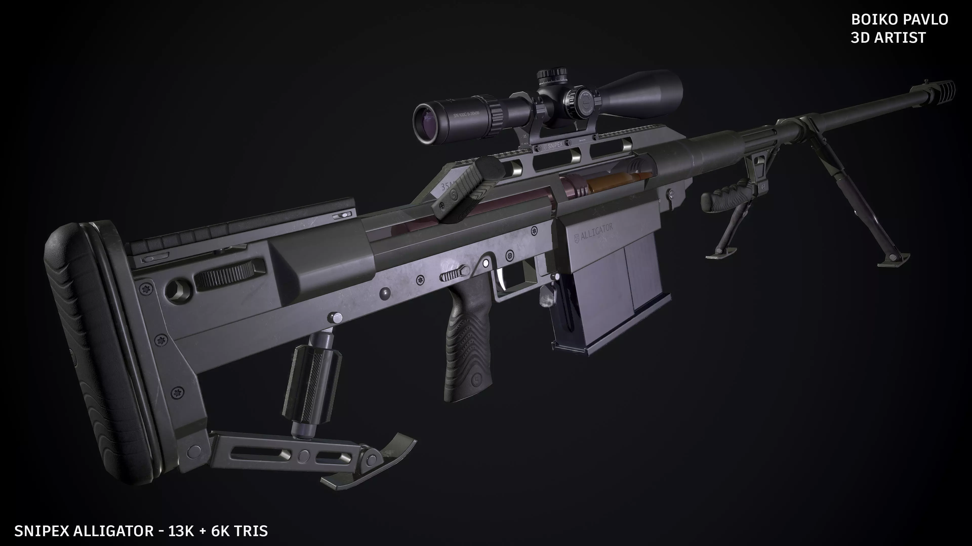 Snipex Aligator Low-poly 3D model_0