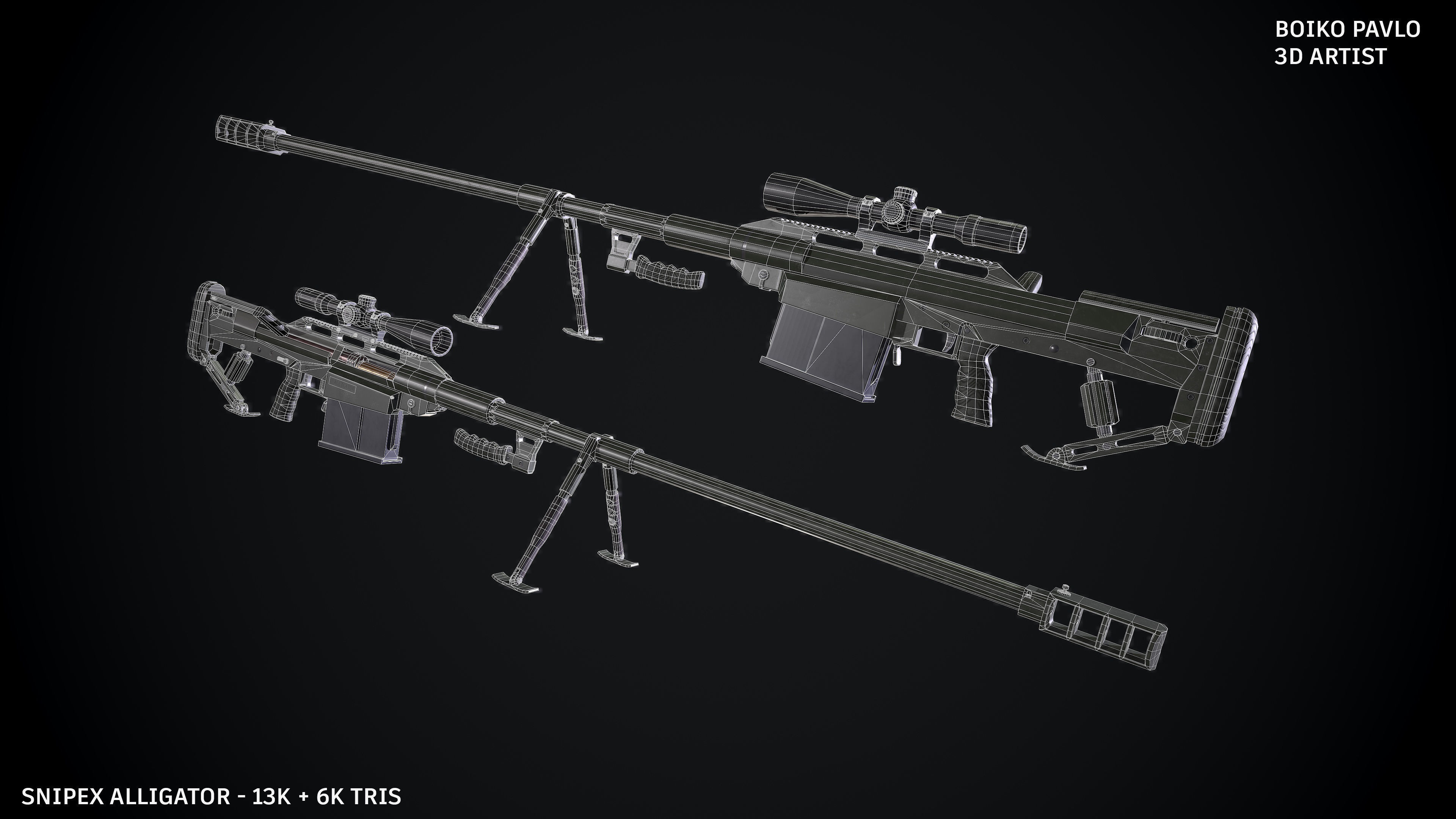 Snipex Aligator Low-poly 3D model_1
