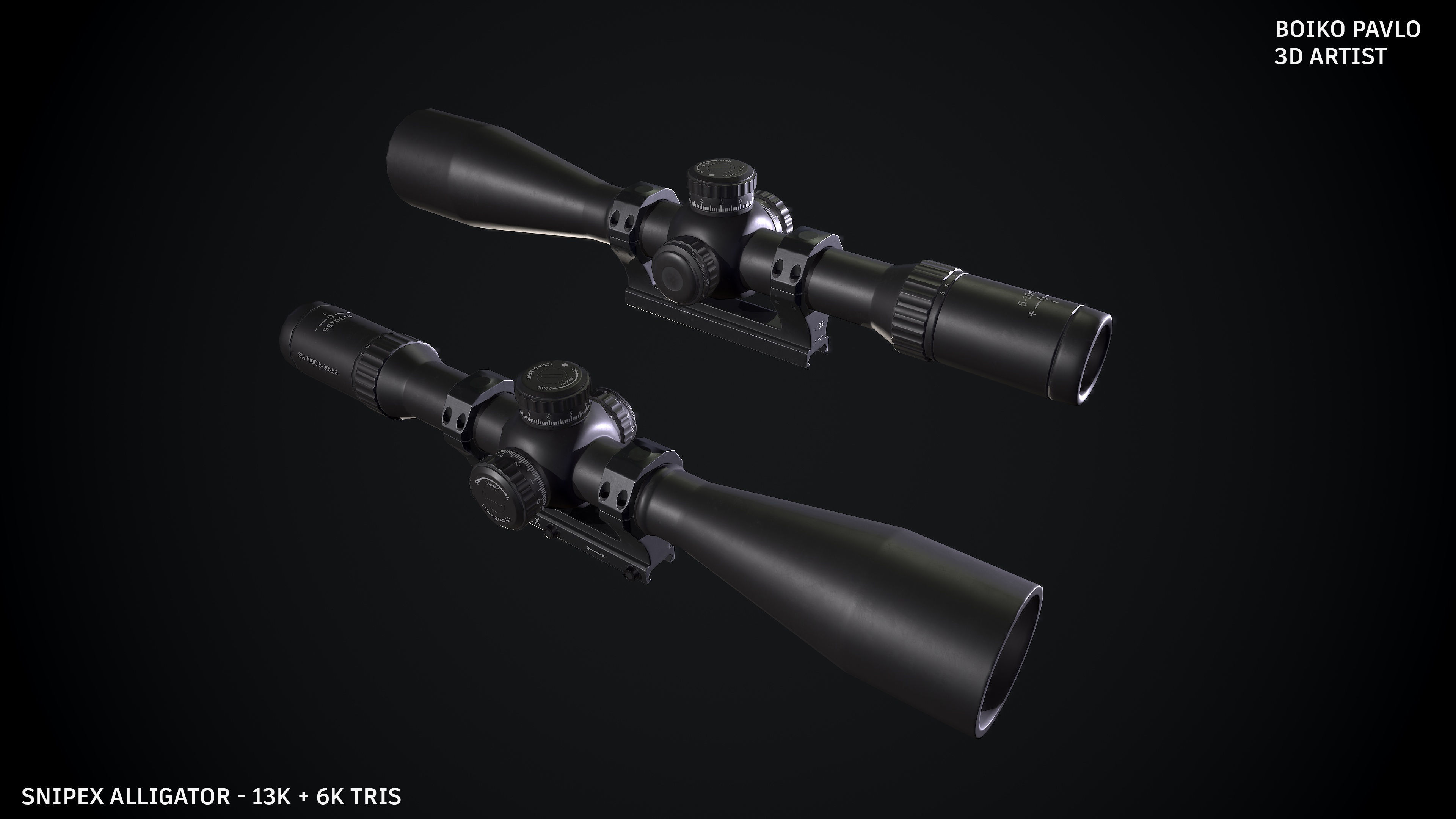 Snipex Aligator Low-poly 3D model_5