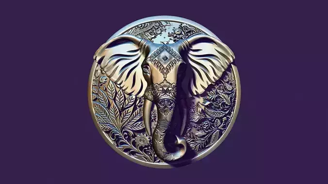 elephant medallion for casting 3D print model