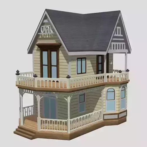 American Style Cottage - Town House Model Low-poly 3D model