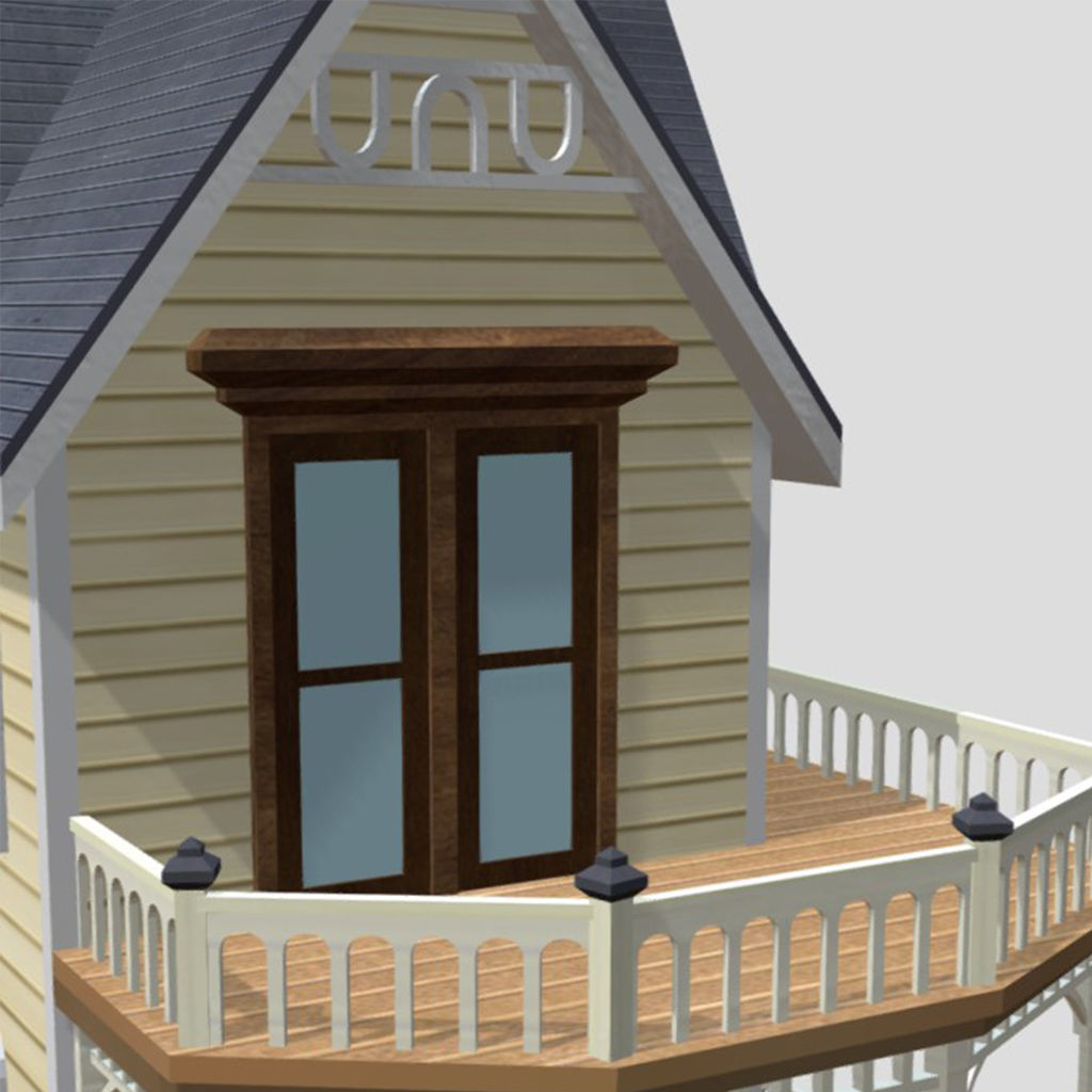 American Style Cottage - Town House Model Low-poly 3D model_5