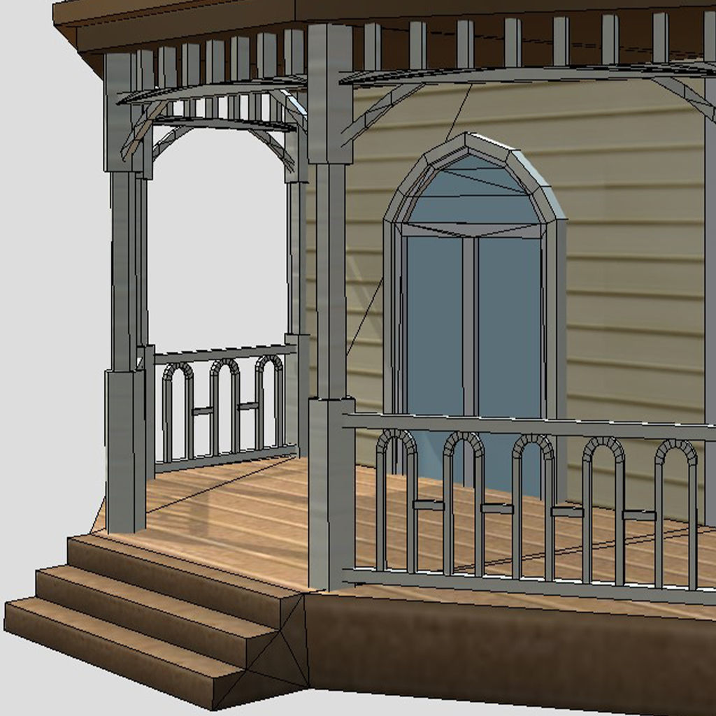 American Style Cottage - Town House Model Low-poly 3D model_7