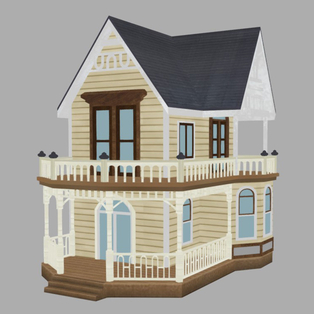 American Style Cottage - Town House Model Low-poly 3D model_8
