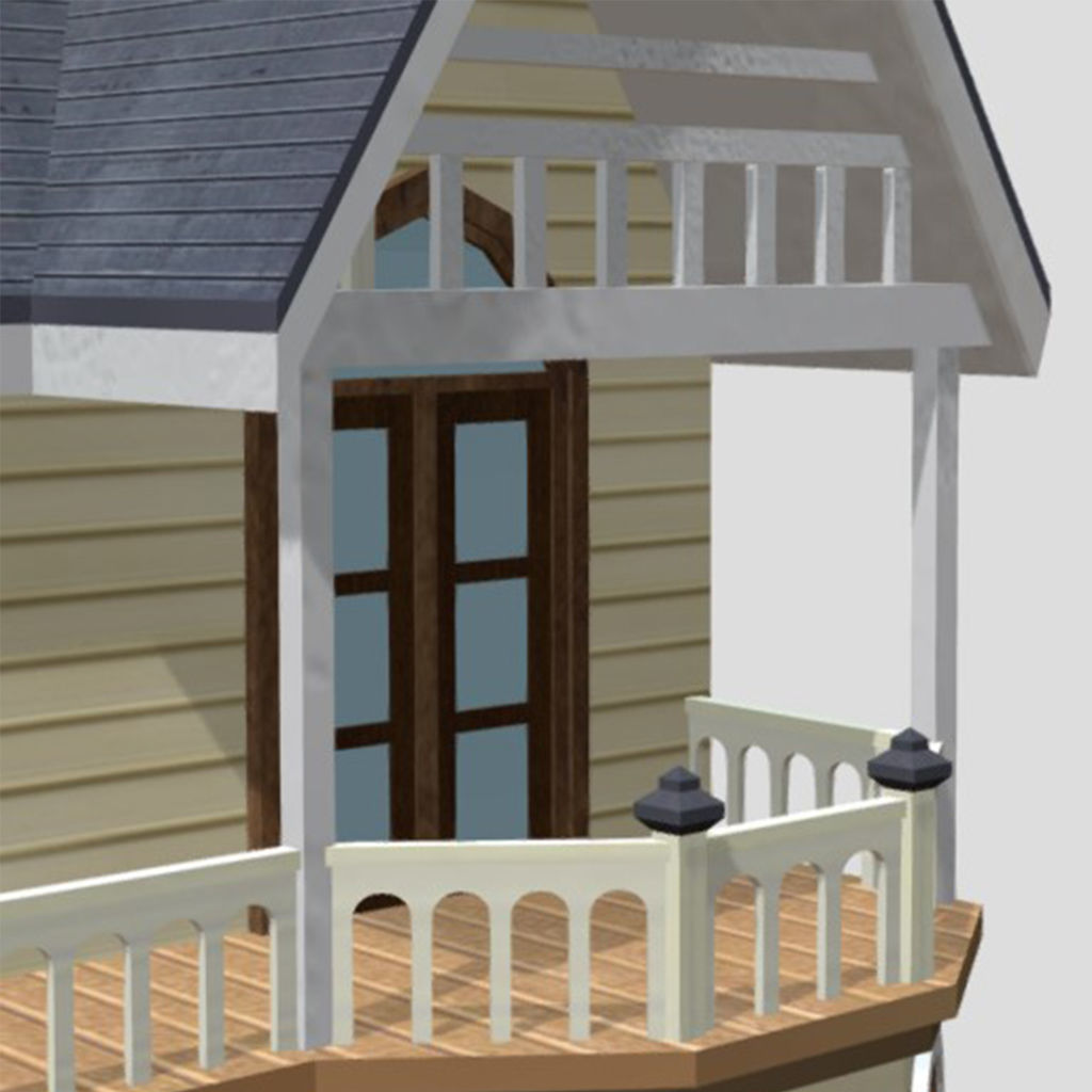 American Style Cottage - Town House Model Low-poly 3D model_4