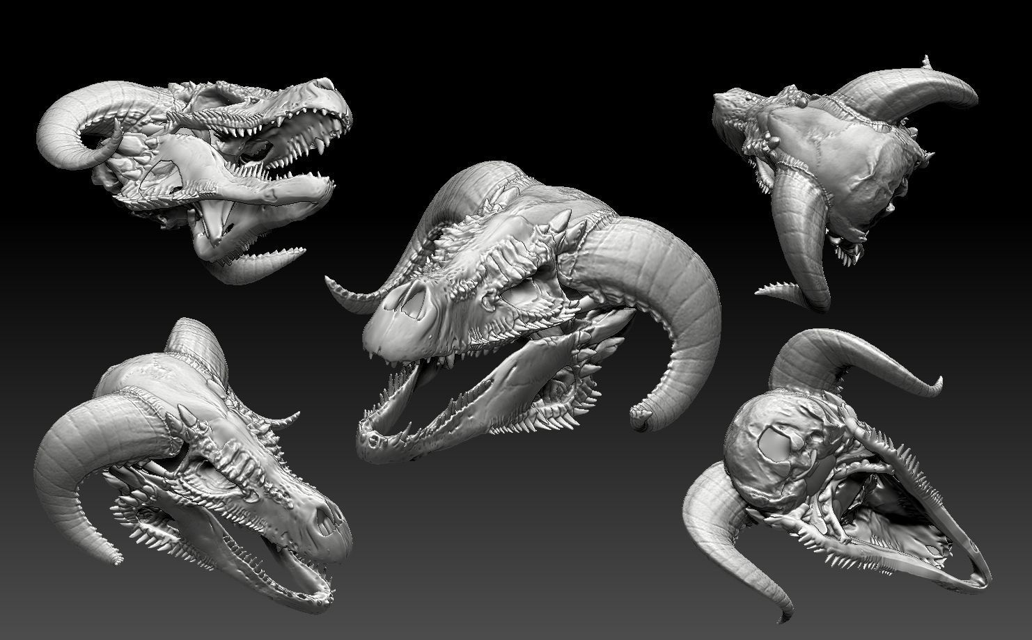 dragon skull 1 3D print model_7