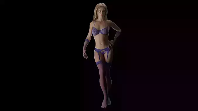 Sexy Realistic Naked  Blonde Woman in underwear  3D model 3D model
