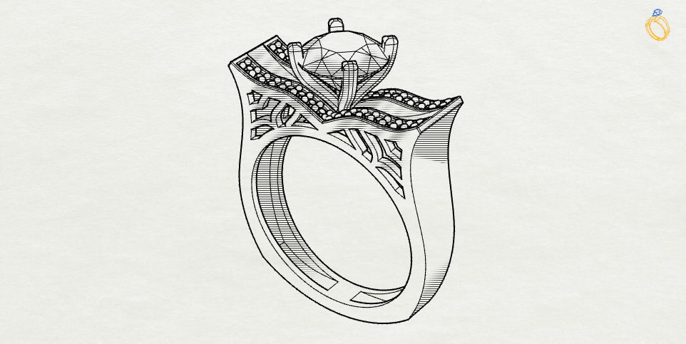 Diamond Ring  3D print model_4