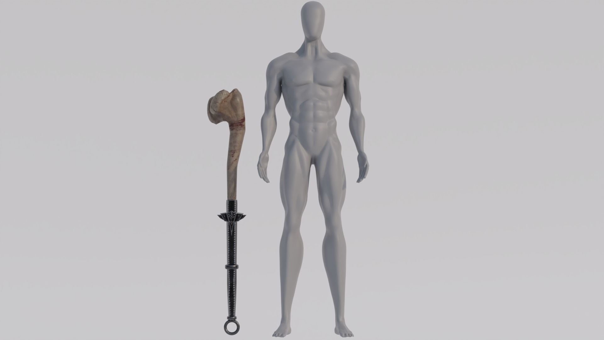 Dragon Bone Two Handed Mace from Skyrim Low-poly 3D model_10