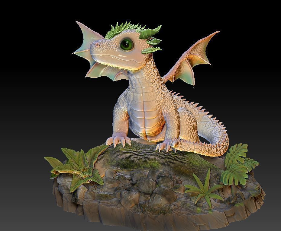 baby forest dragon 3D print model_8