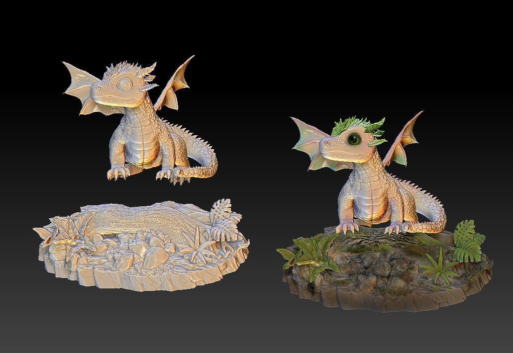 baby forest dragon 3D print model_9