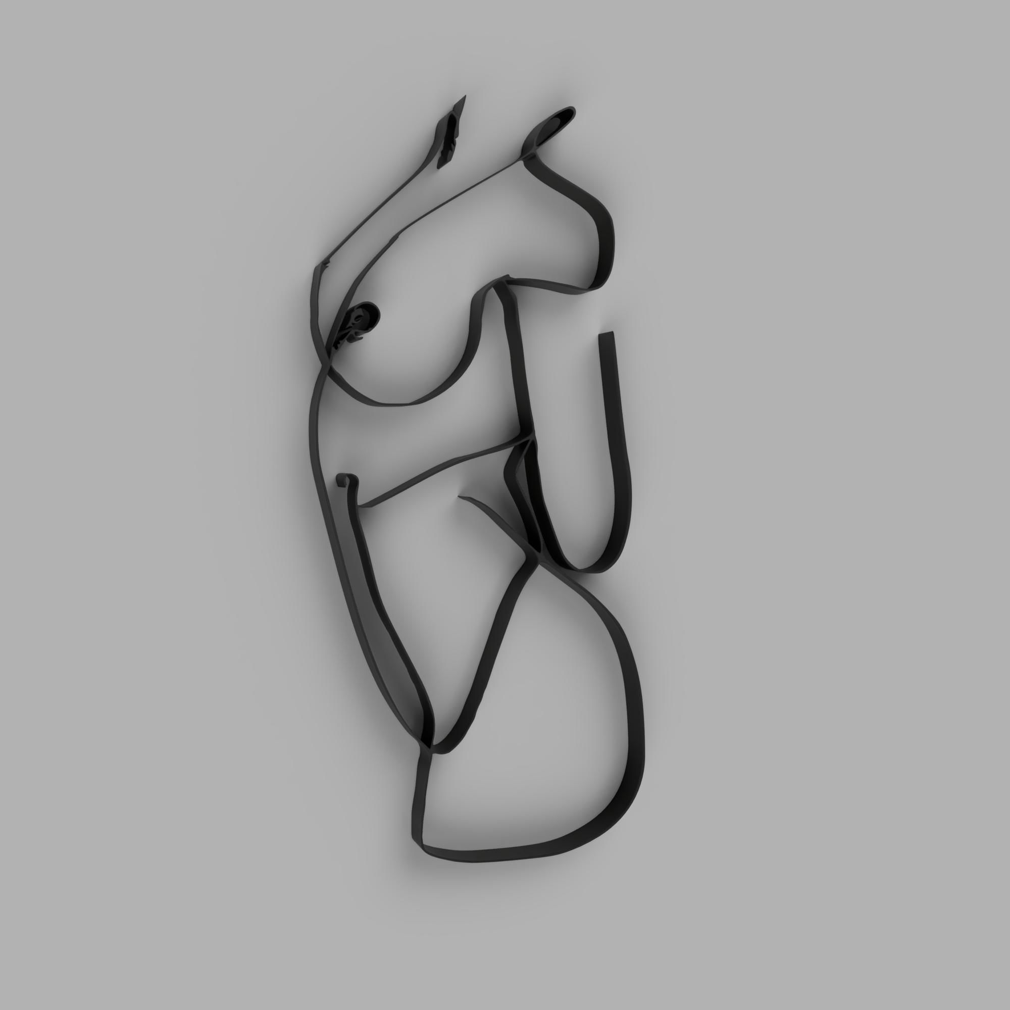 WOMAN ONE LINE DRAWING 3D print model_3