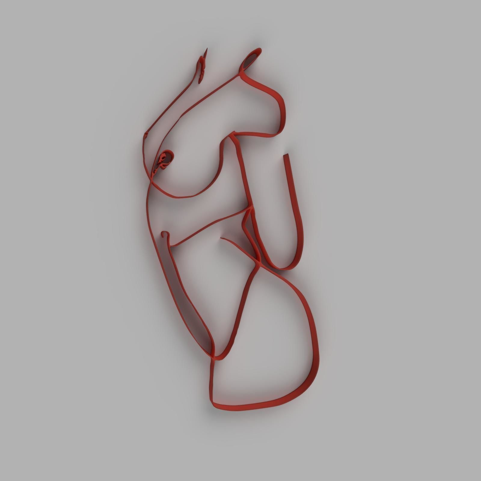 WOMAN ONE LINE DRAWING 3D print model_2