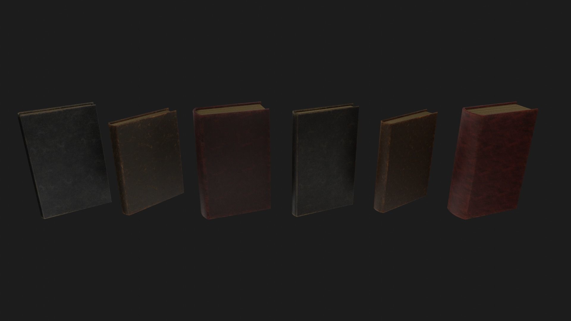 Ancient Simple Books Low-poly 3D model_2
