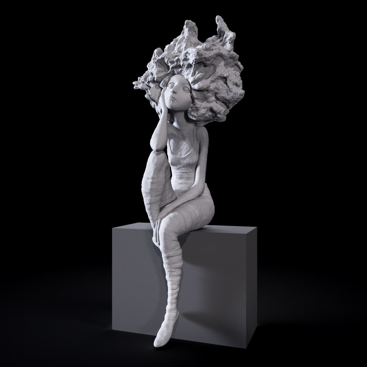 Valerie Hadida - Art Sculpture of a girl - 2 3D print model_2