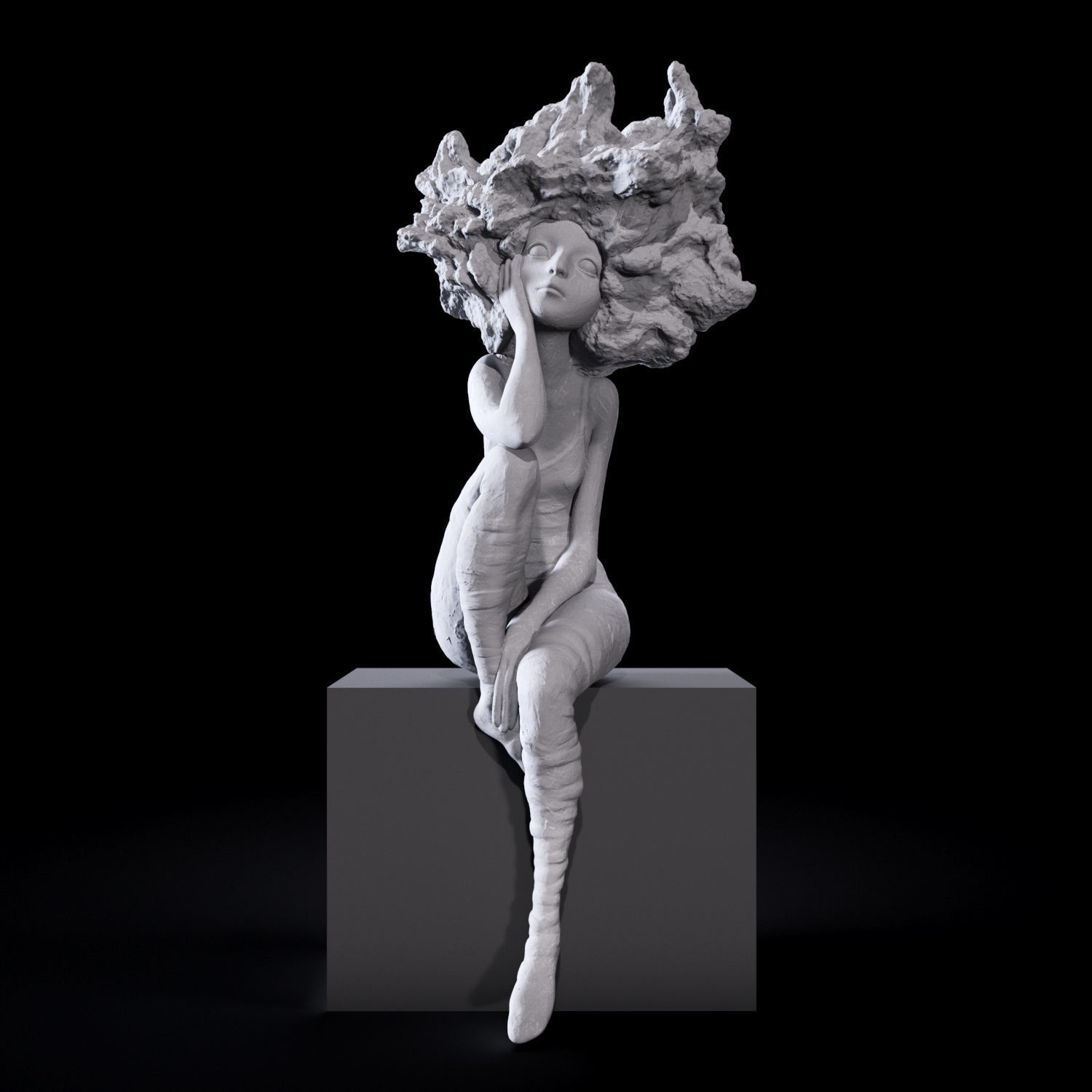 Valerie Hadida - Art Sculpture of a girl - 2 3D print model_1