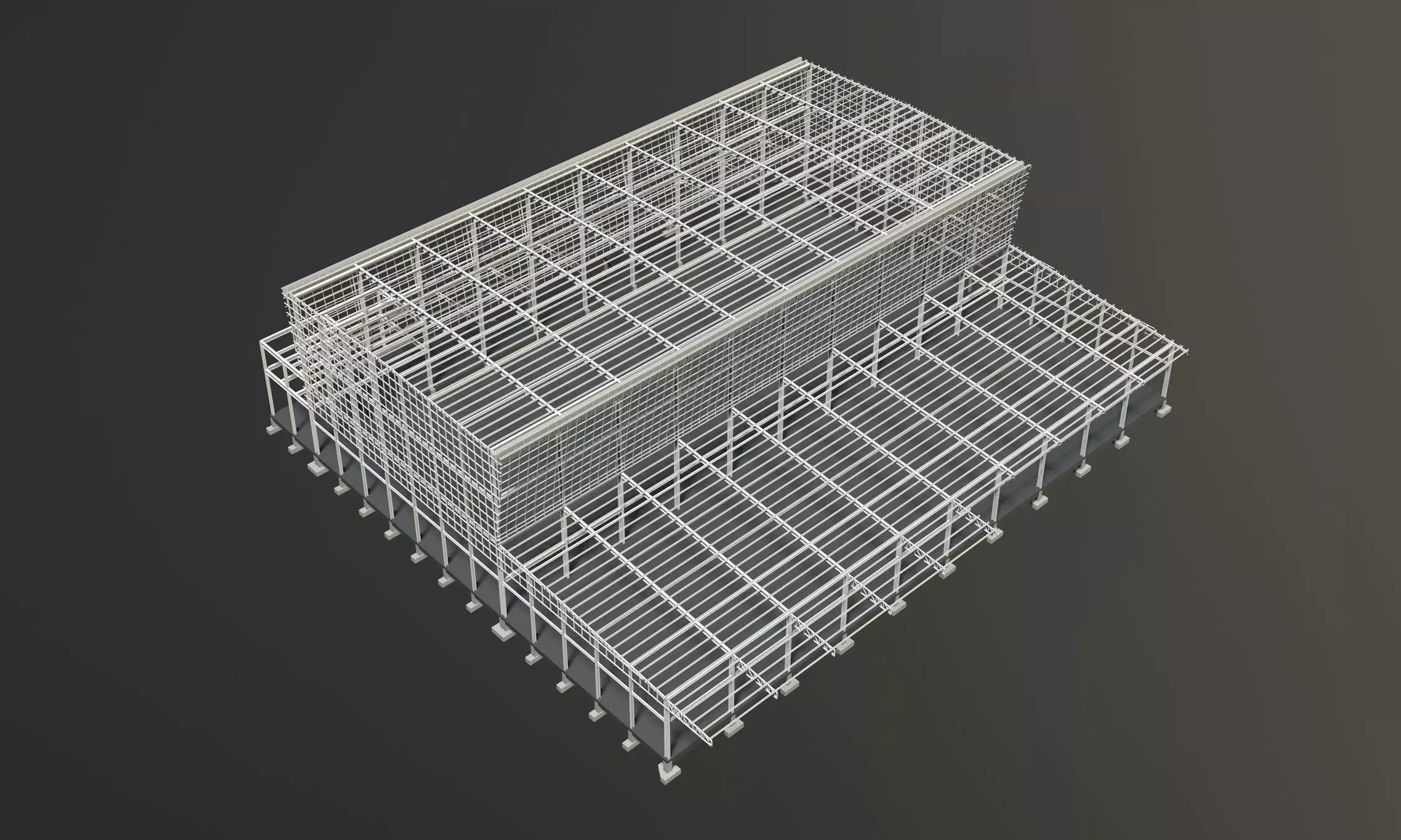 Industrial factory building in structure 3D model_0