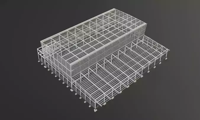 Industrial factory building in structure 3D model