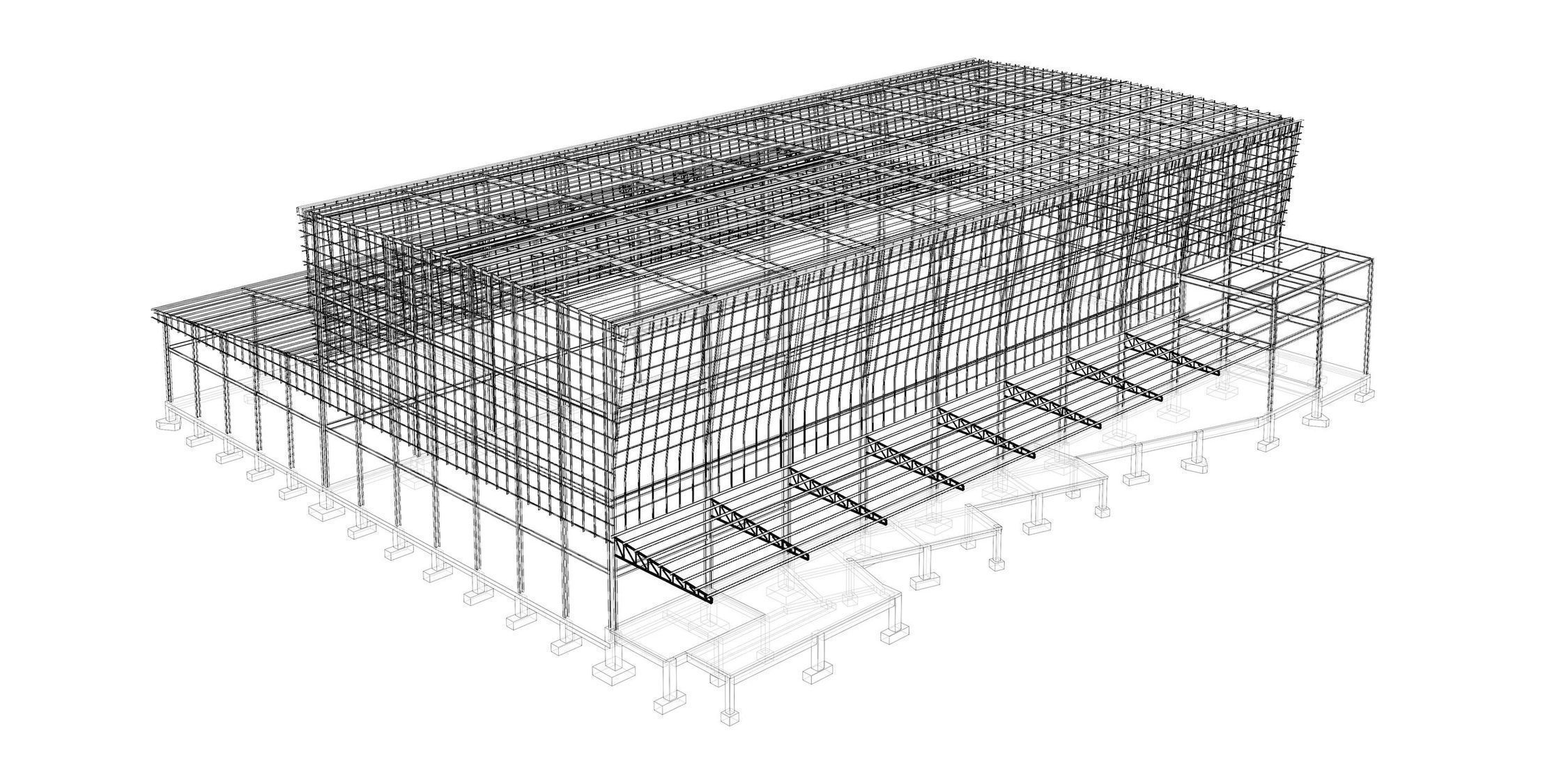 Industrial factory building in structure 3D model_9