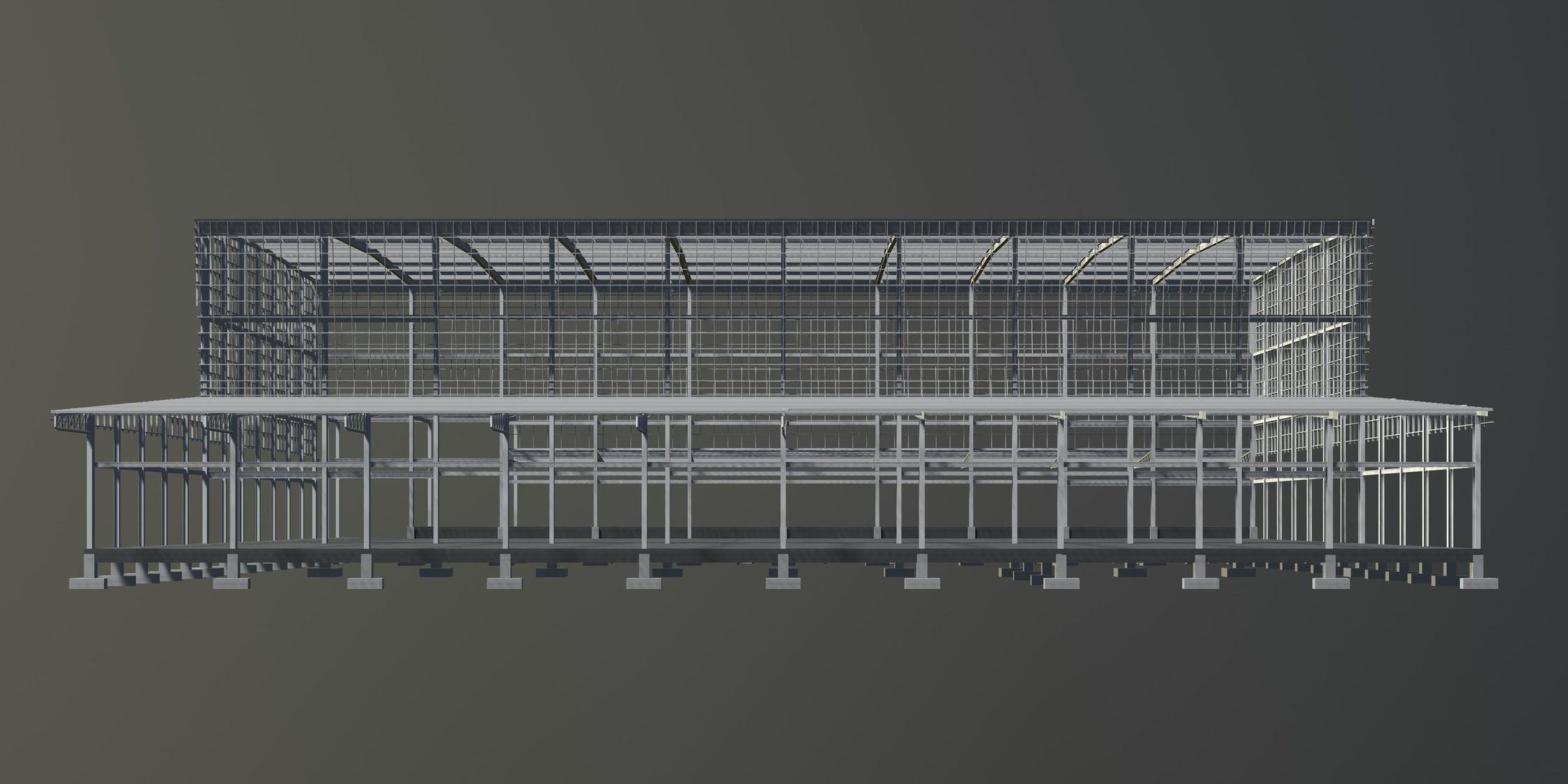 Industrial factory building in structure 3D model_2