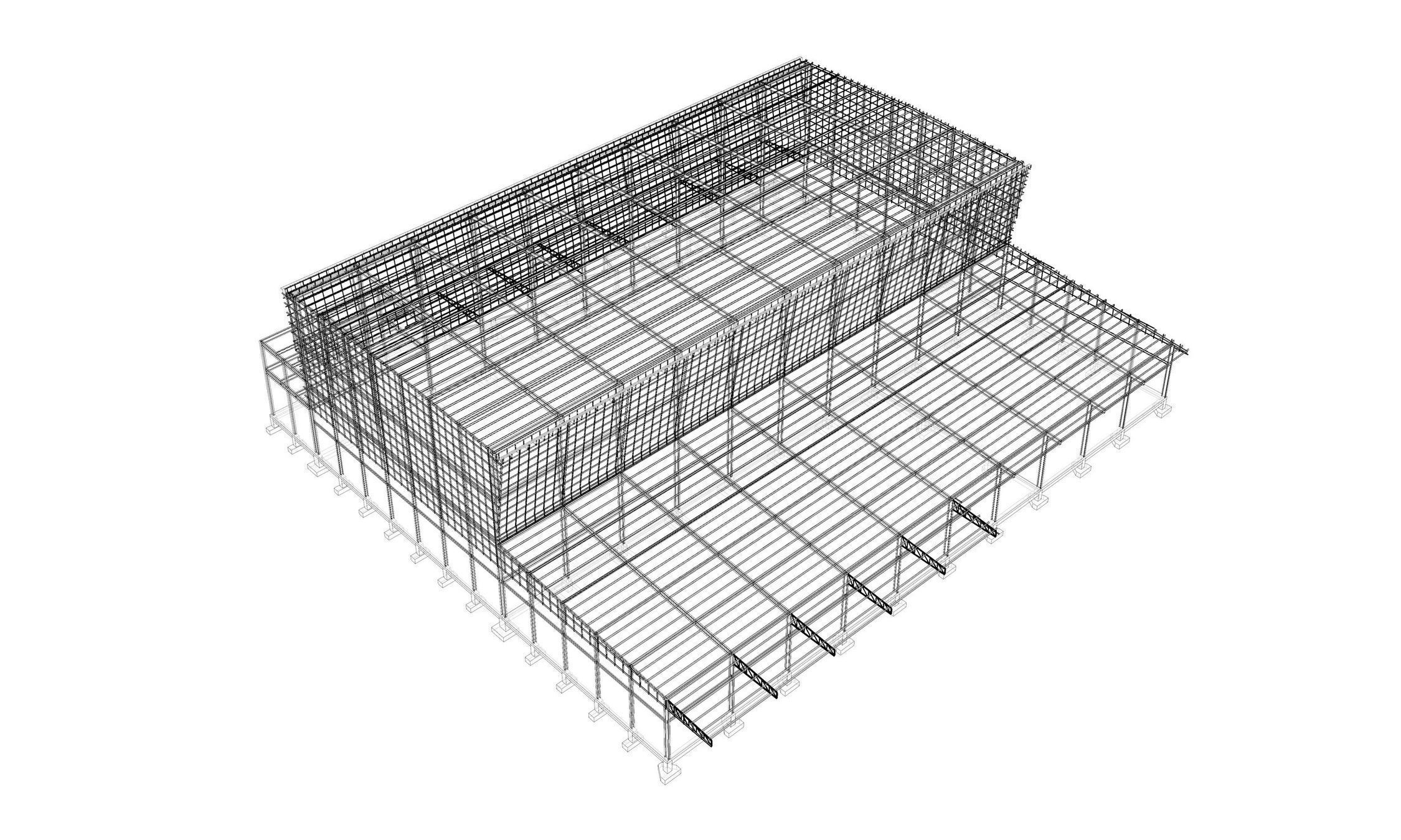 Industrial factory building in structure 3D model_7