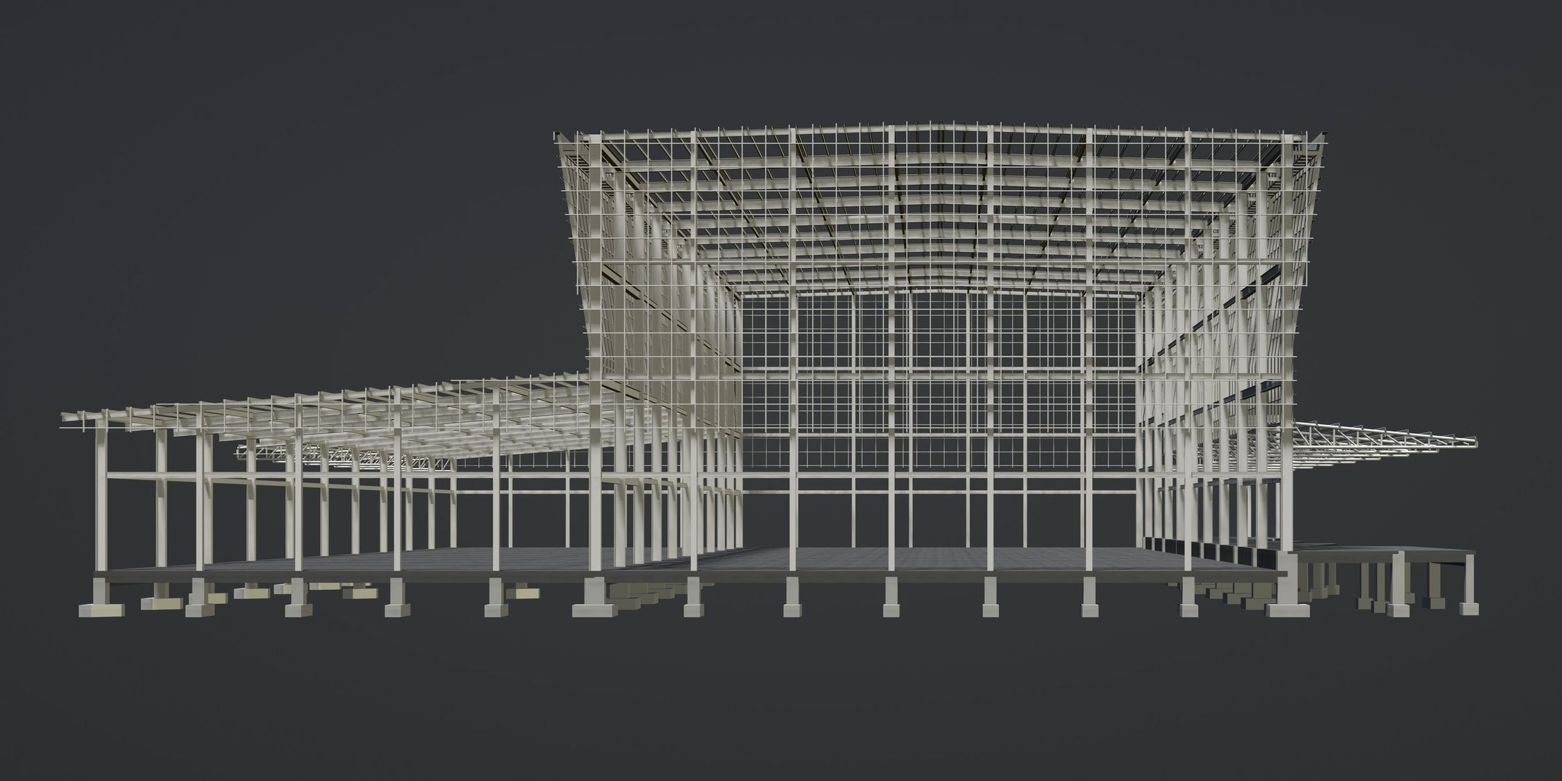Industrial factory building in structure 3D model_4