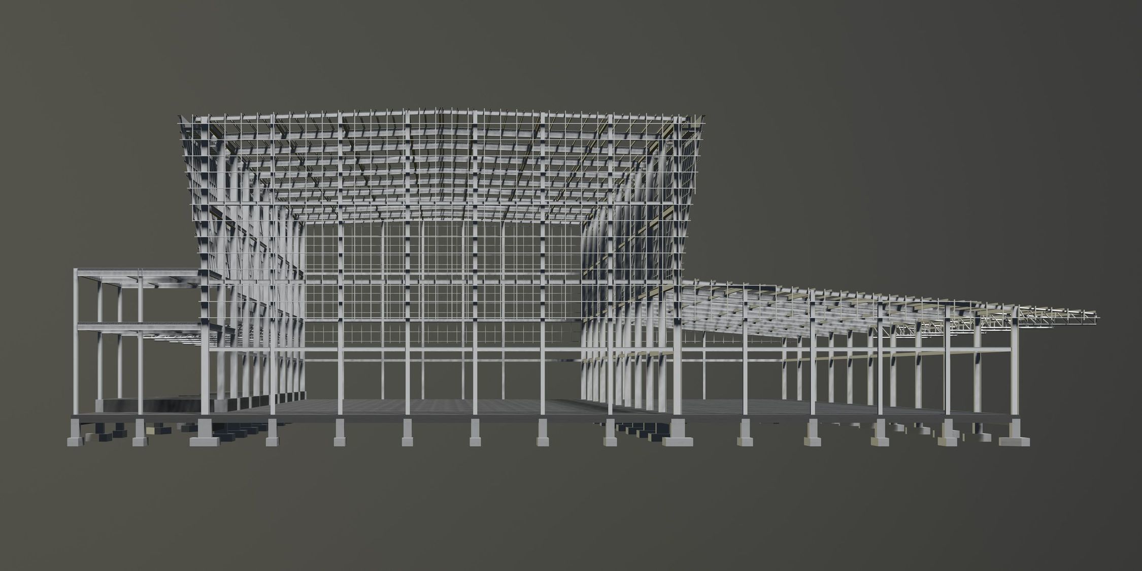Industrial factory building in structure 3D model_3