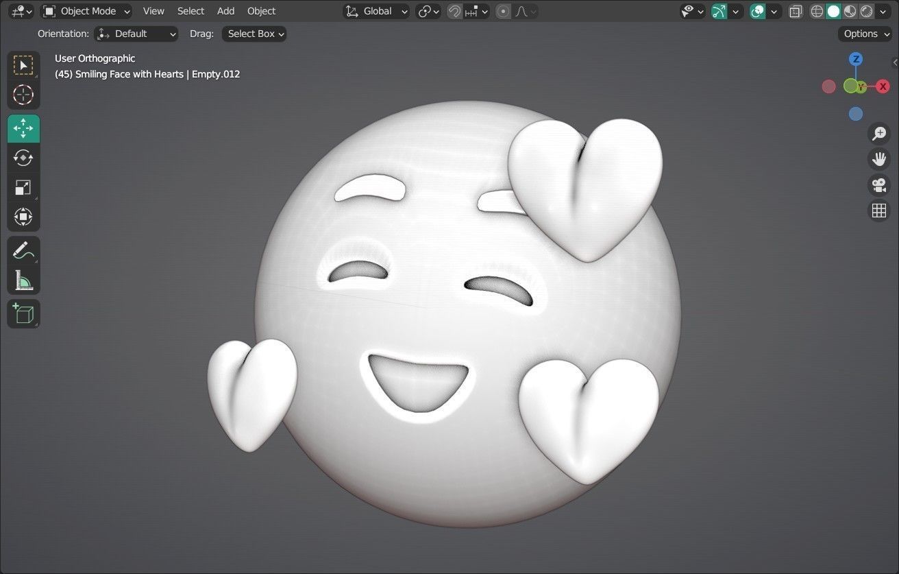 Smiling face with Hearts Animated Emoji Low-poly 3D model_16