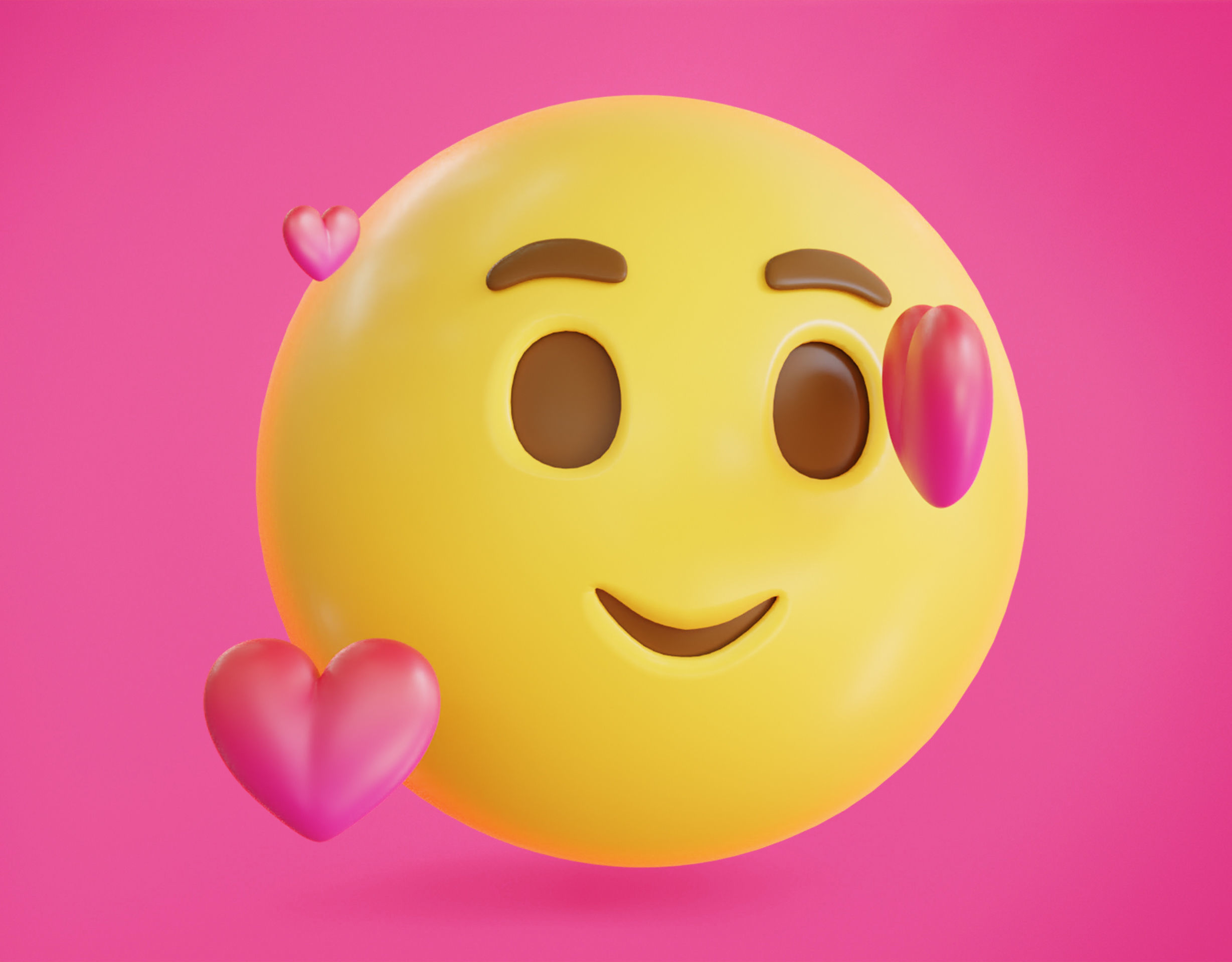 Smiling face with Hearts Animated Emoji Low-poly 3D model_10