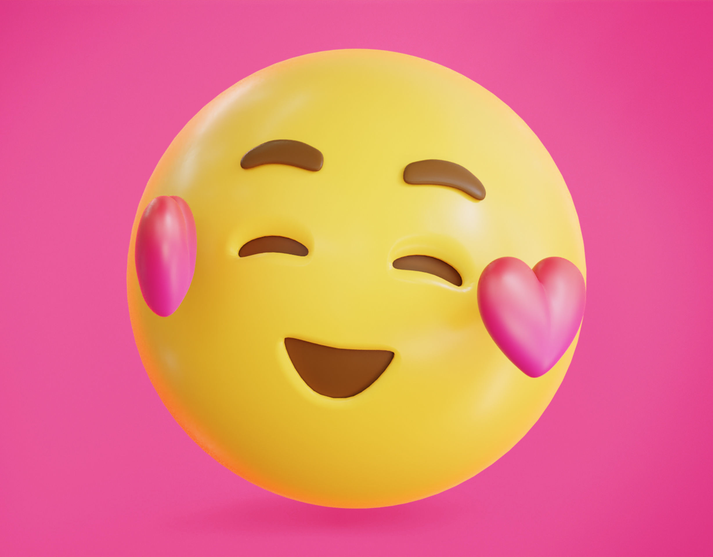 Smiling face with Hearts Animated Emoji Low-poly 3D model_12